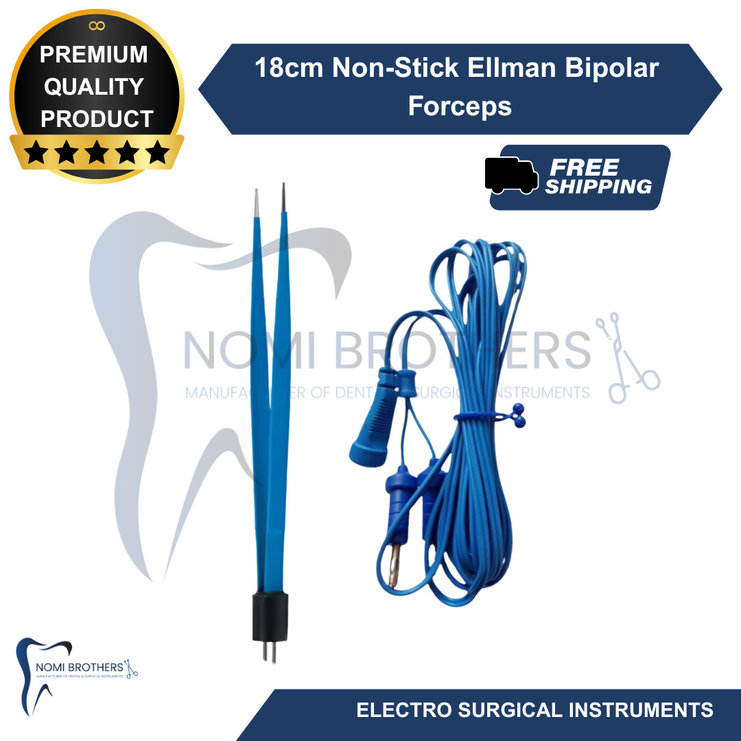 Ellman Bipolar Forceps Non Stick 18cm 1mm Tip With Reusable Cable CE