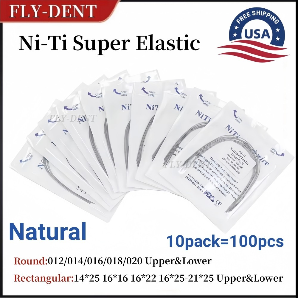 100PCS Dental Orthodontic Arch Wire Niti Super Elastic Round Rectangular Natural