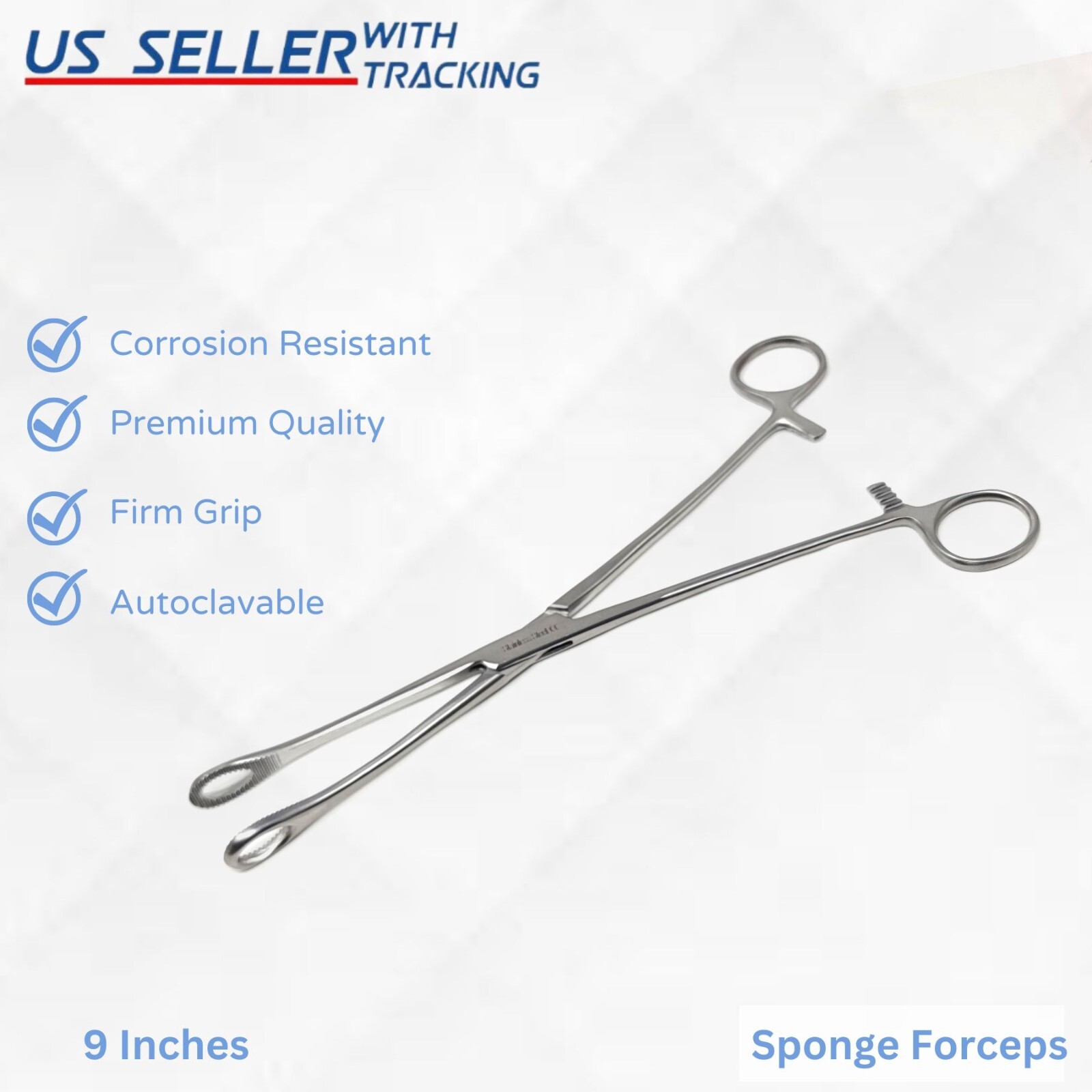 Sponge Forceps Serrated Tips 9″ STR Locking Surgical/Medical/OB/GYN Stainless CE