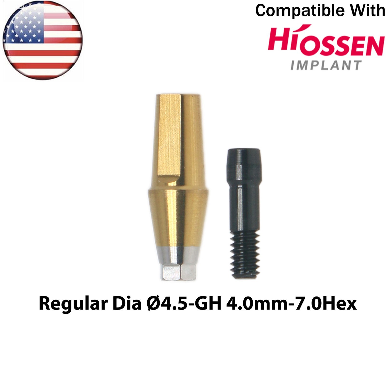 US Titanium Straight Transfer Abutment Hex Compatible Hiossen Oss Mini/Regular