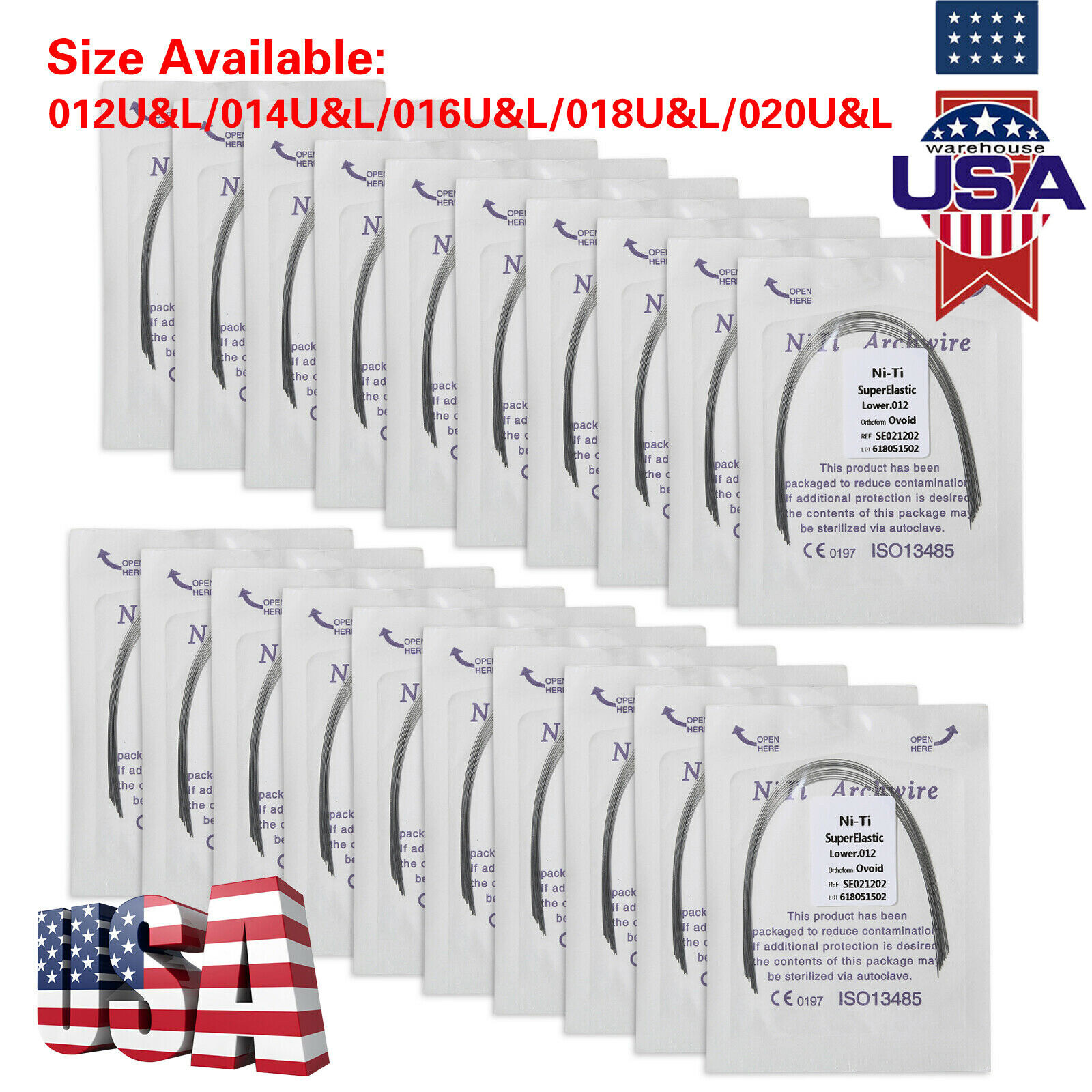 1-200 Packs dental orthodontic super elastic niti round arch wire Upper/Lower ns