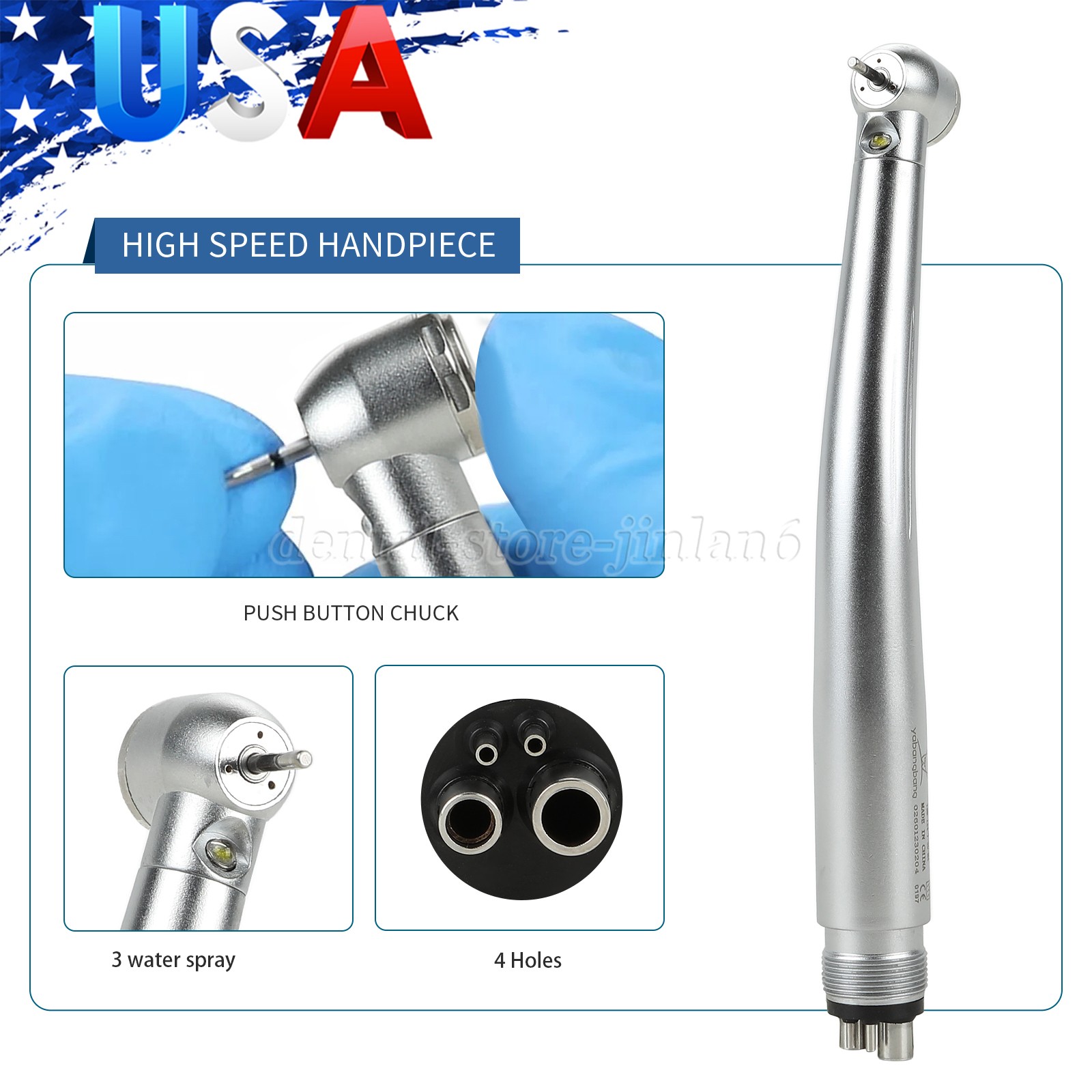 Yabangbang E-generator Dental LED Fiber Optic High Speed Handpiece 4 Holes YBM