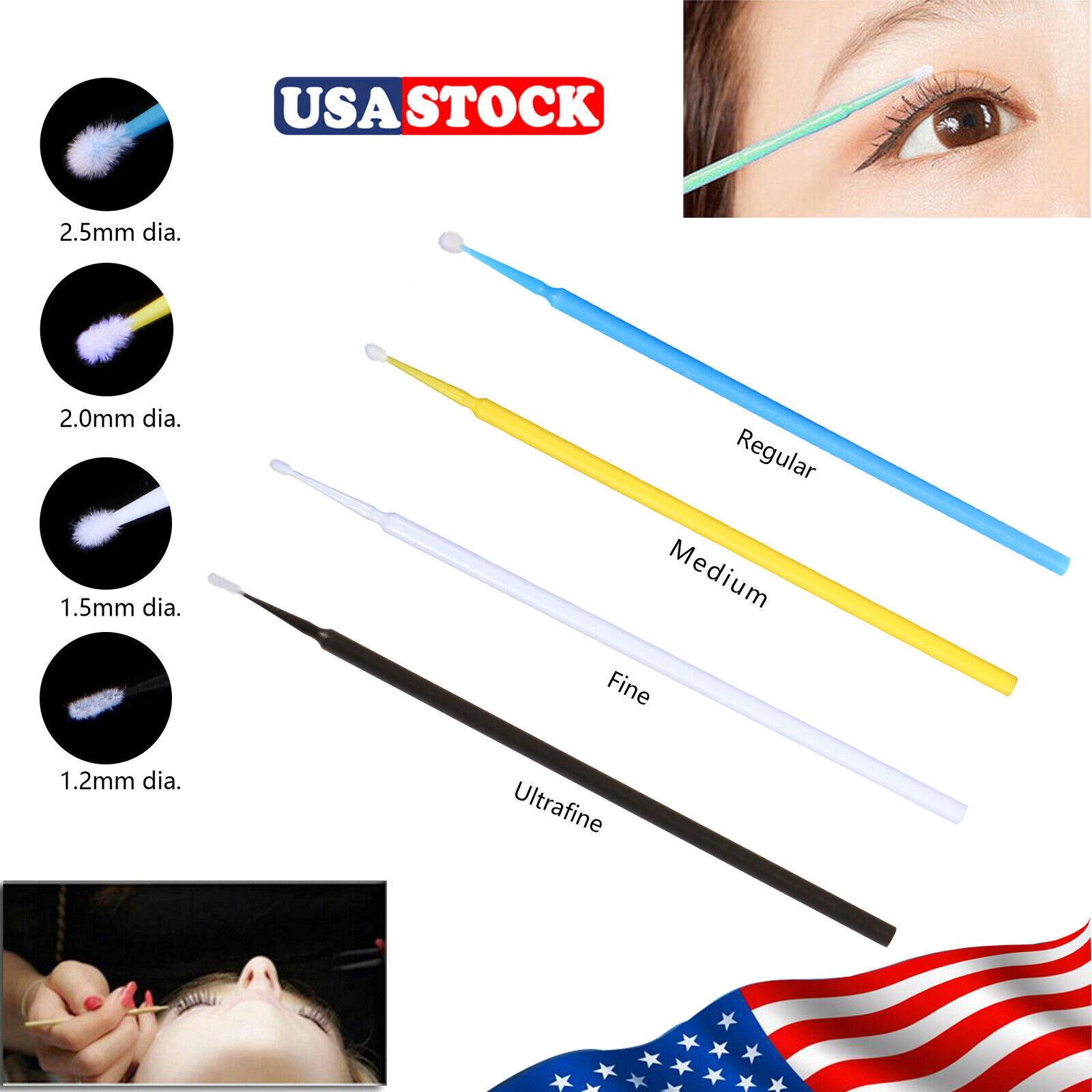 USA micro applicator micro brush Regular fine ultrafine dental beauty