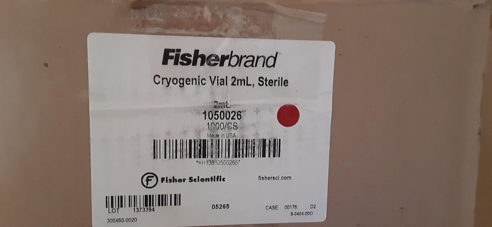 Fisherbrand 2ml Cryogenic clear vials w/screw Caps/ Self-Stand (100) 1050026