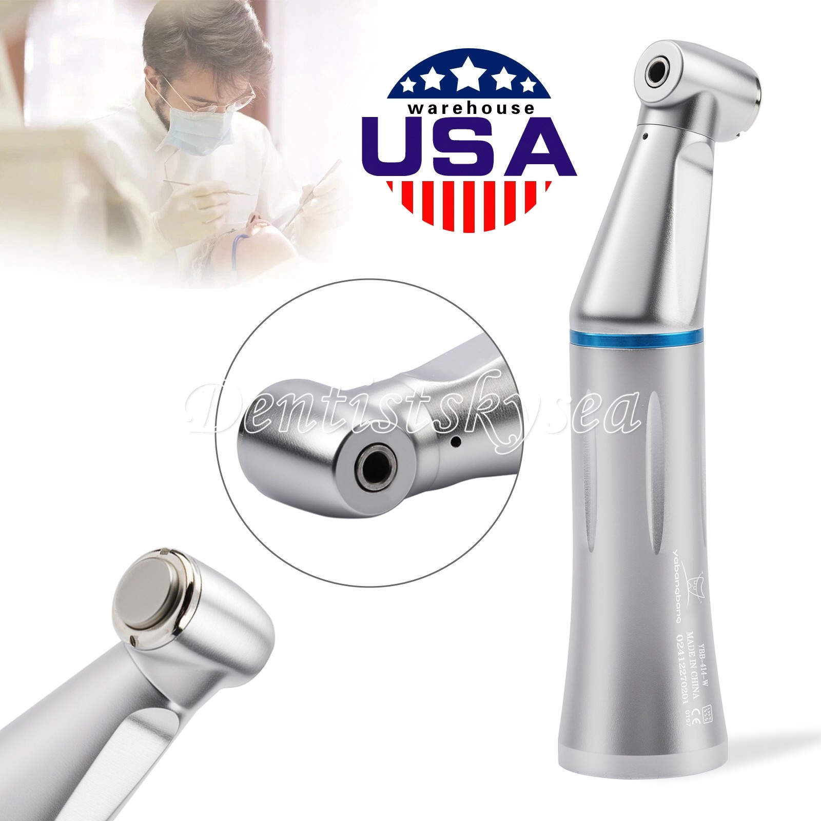 Dental Slow Low Speed Contra Angle Handpiece Inner Spray Push Button
