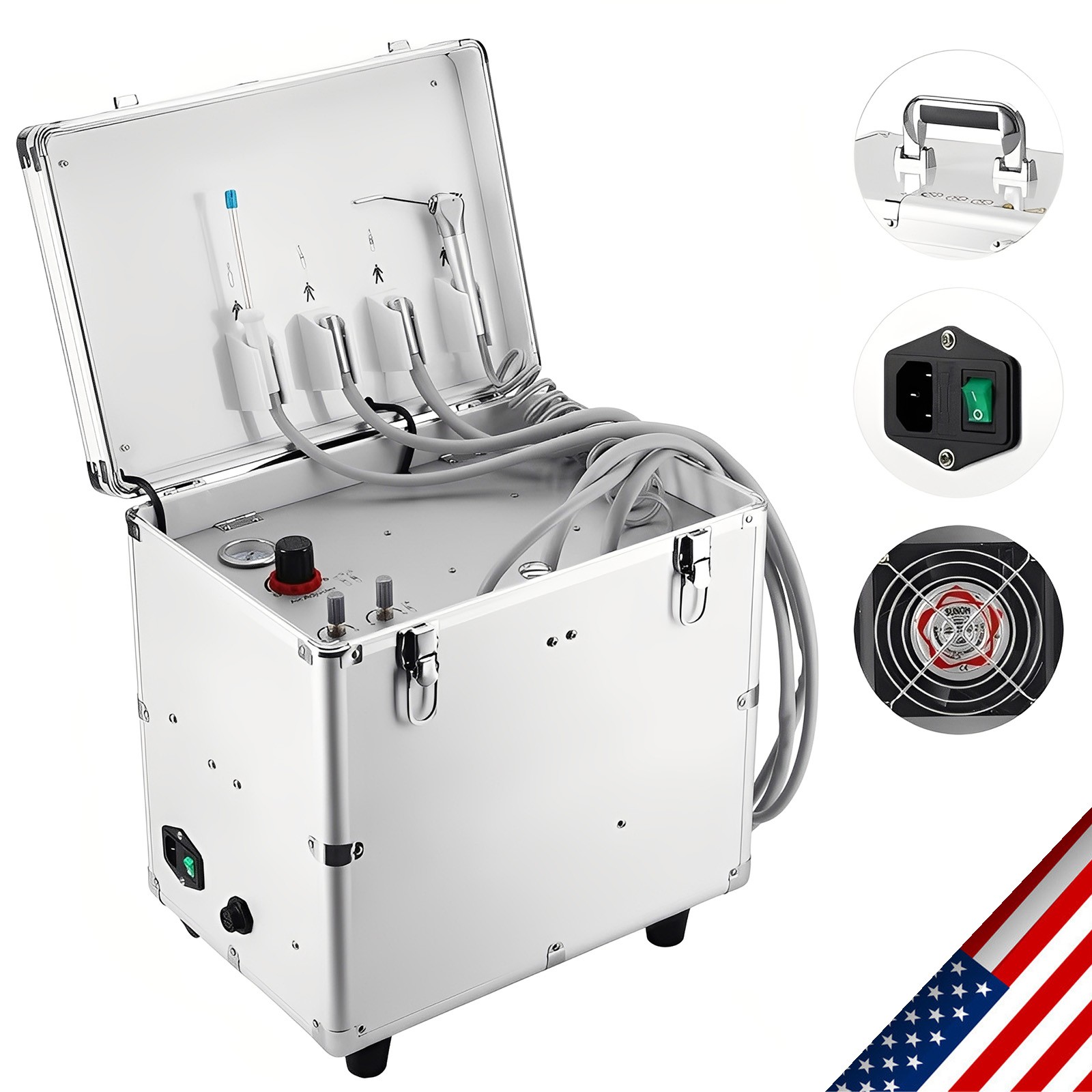 Portable Dental Turbine Unit with Air Compressor Suction Triplex Syringe BD-402B