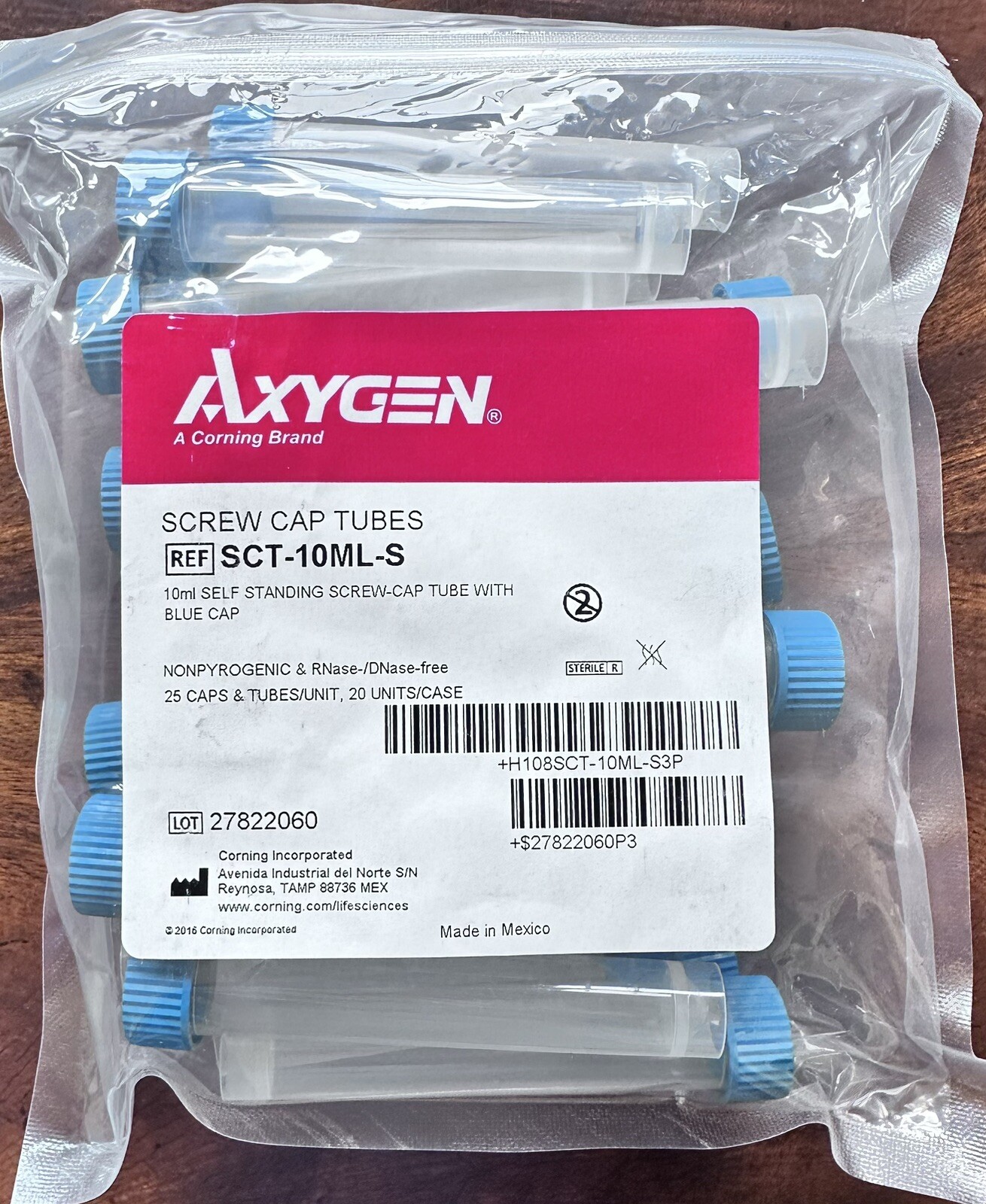 WOW!!! 250 NEW sealed Bag AXYGEN SCT-10ML-S 10ml Self Standing Screw Cap Tubes