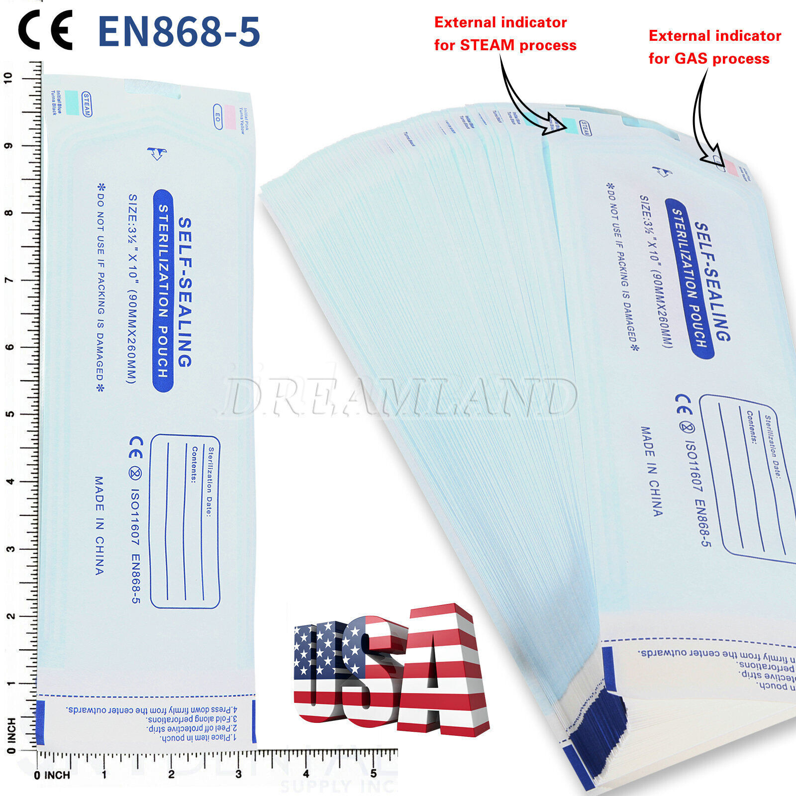 Sterilization Pouches- 3.5 ” x 10 ” Dental Self Seal Pouch Bag 200 Bags