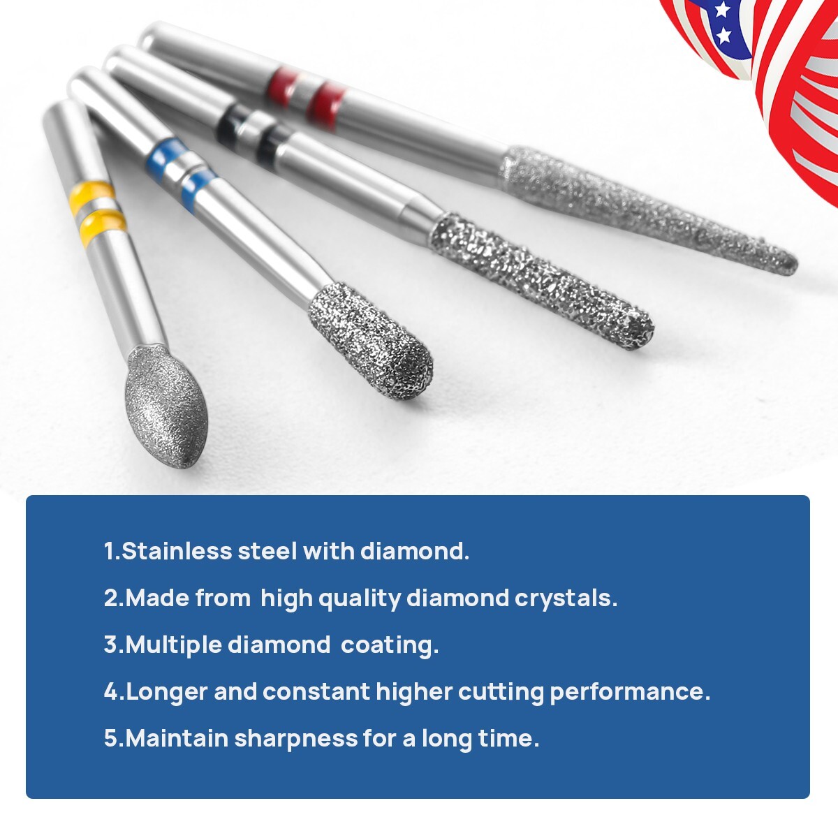 AZ Dental Zirconia Oxide Cutting Diamond Burs ceramic Drills FG1.6mm 10Pcs/Pack