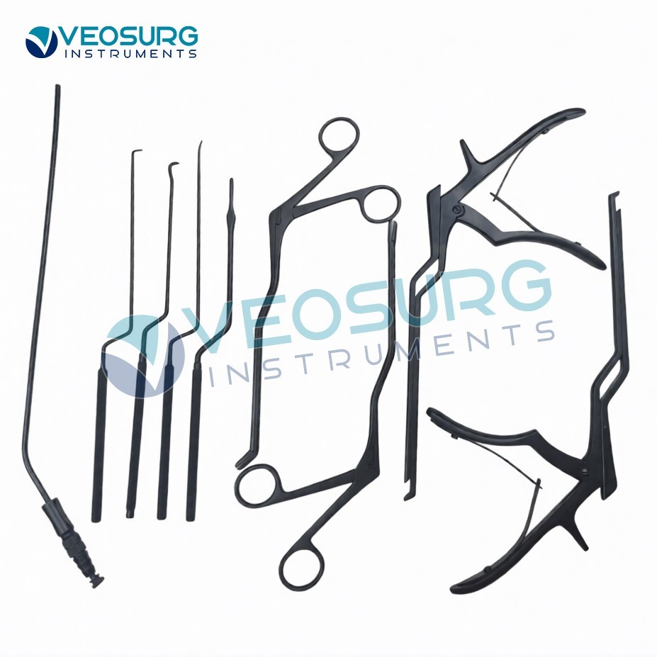 Posterior Lumbar Minimally Invasive Spine Instrument Set 12 Pcs Black German A+