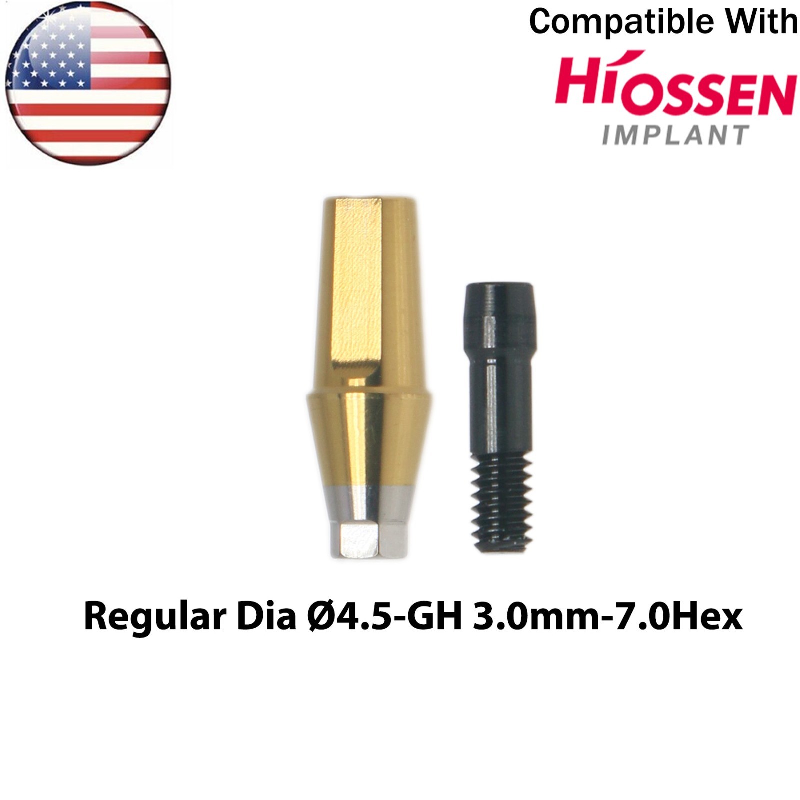 US Titanium Straight Transfer Abutment Hex Compatible Hiossen Oss Mini/Regular