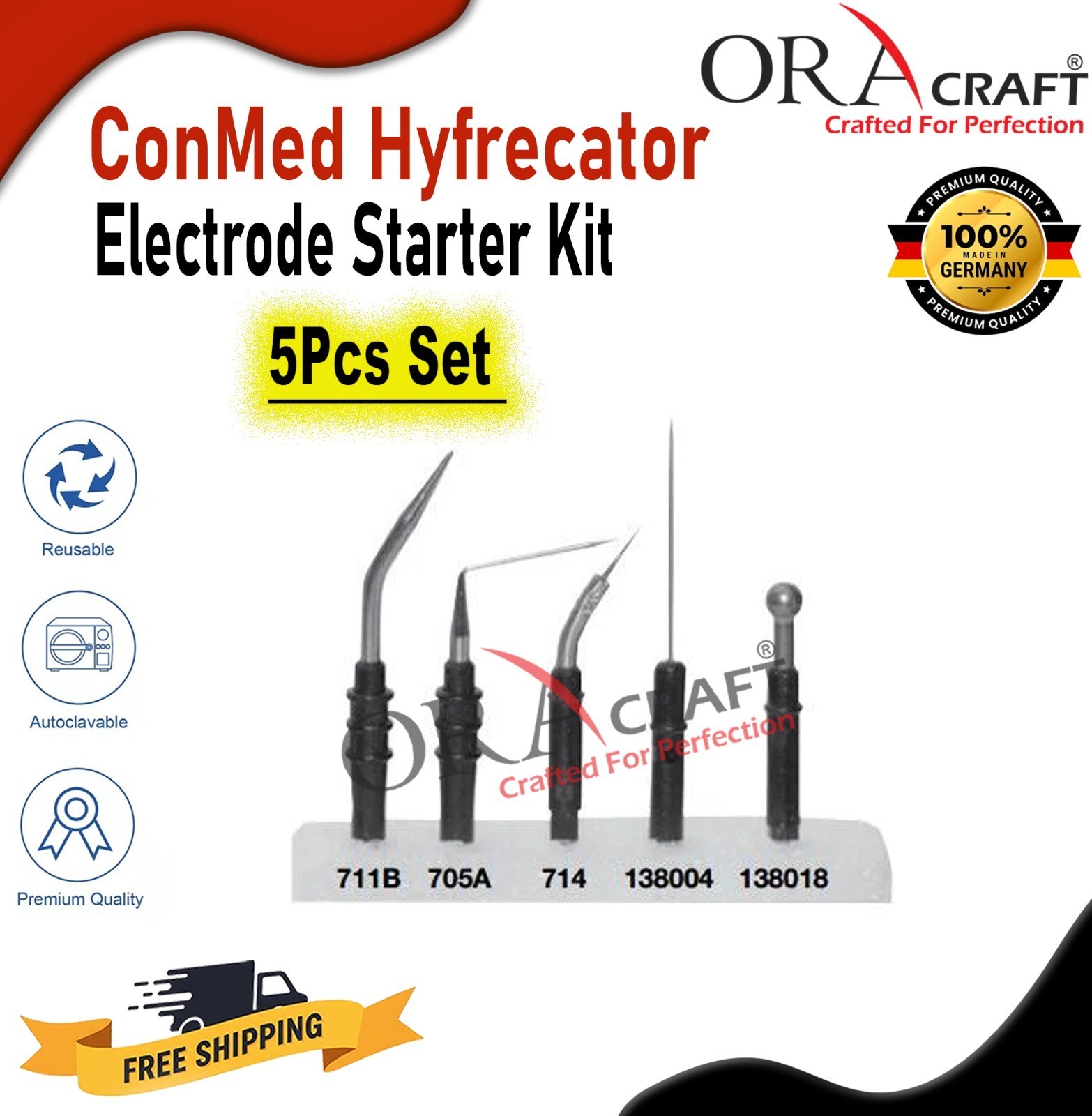 ConMed Hyfrecator Electrode Starter Kit Reusable New CE Certified 5 Pcs Set