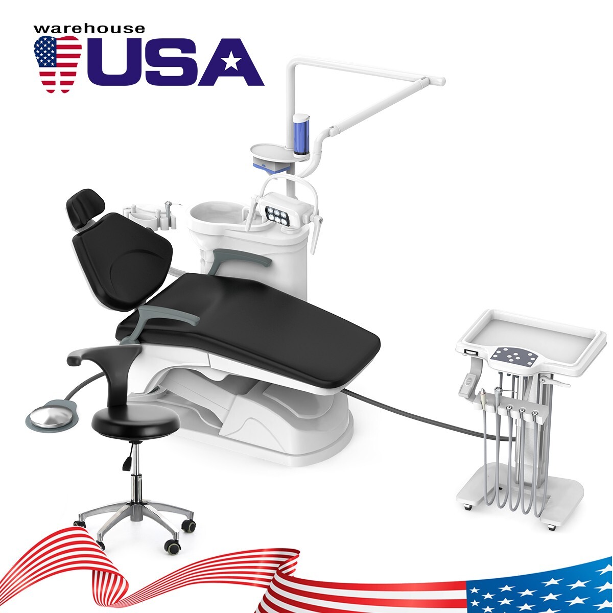 Dental Unit Chair Integral Computer Controlled DC / Mobile Delivery Unit 4 Hole