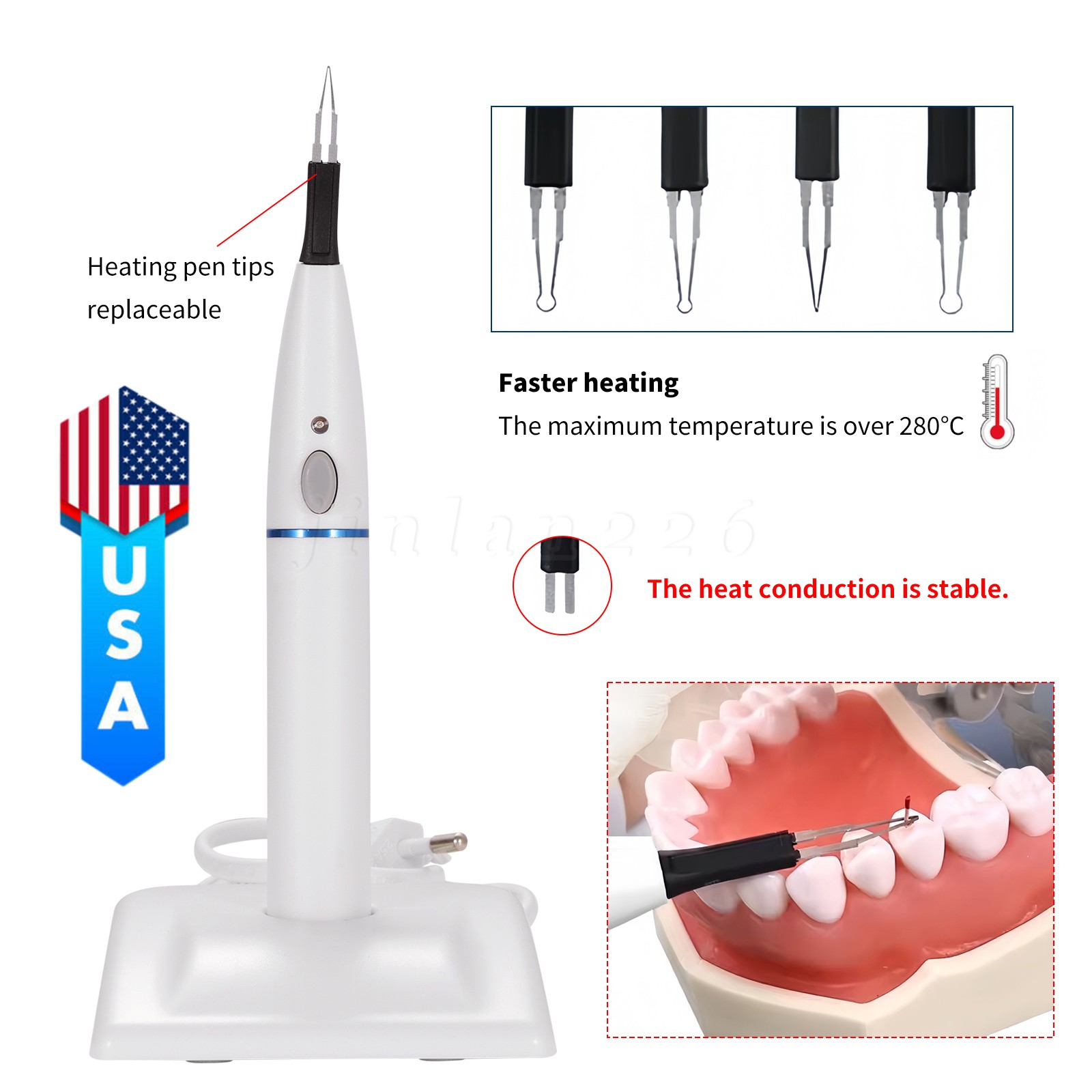 Dental Gutta Percha-points Cutter Teeth Tooth Gum Cutting Machine with 4 Tips US