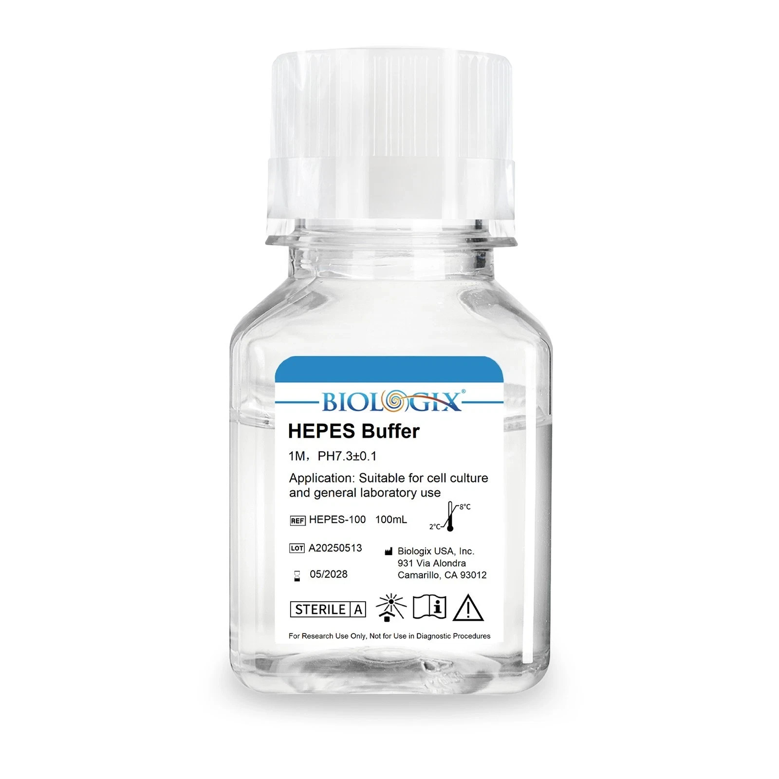 100ml HEPES Buffer, 0.1um Filtration Sterilized, 7.3 pH Prepare Protein Extracti
