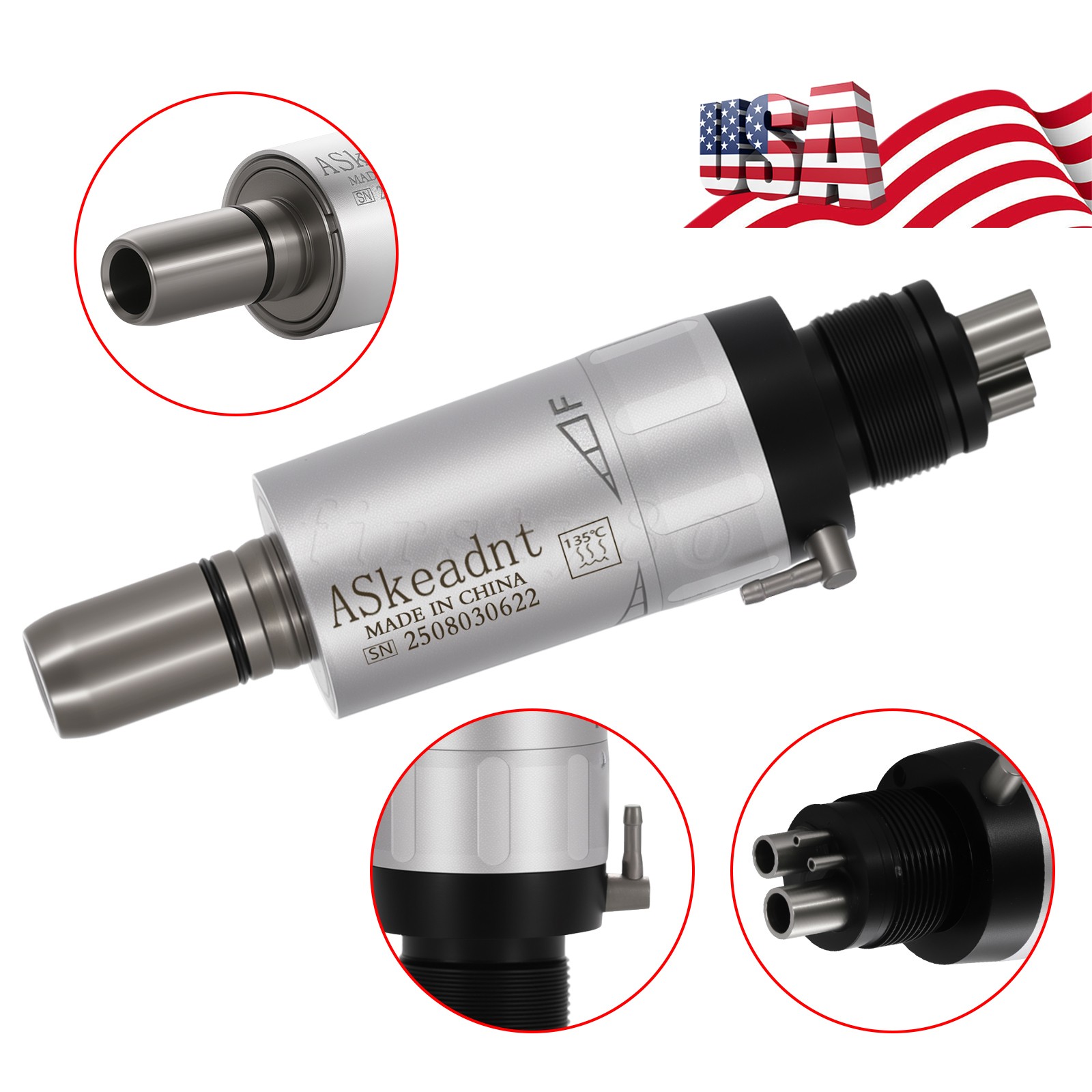 USA Dental Slow Low Speed Handpiece Air Motor 4 Hole ASkeadnt