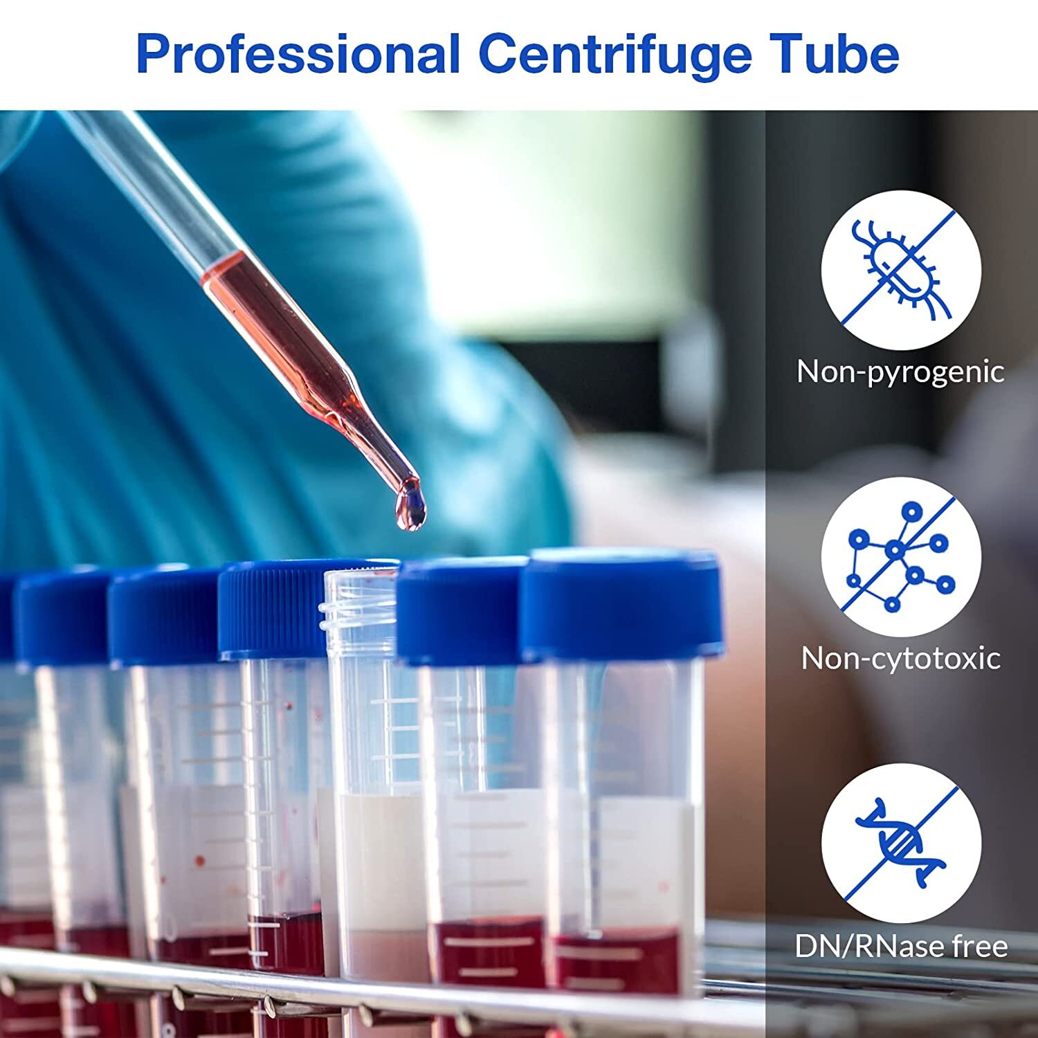 2500x 15mL Polypropylene STERILE Centrifuge Tubes Caps Conical Bottom LEAK-PROOF