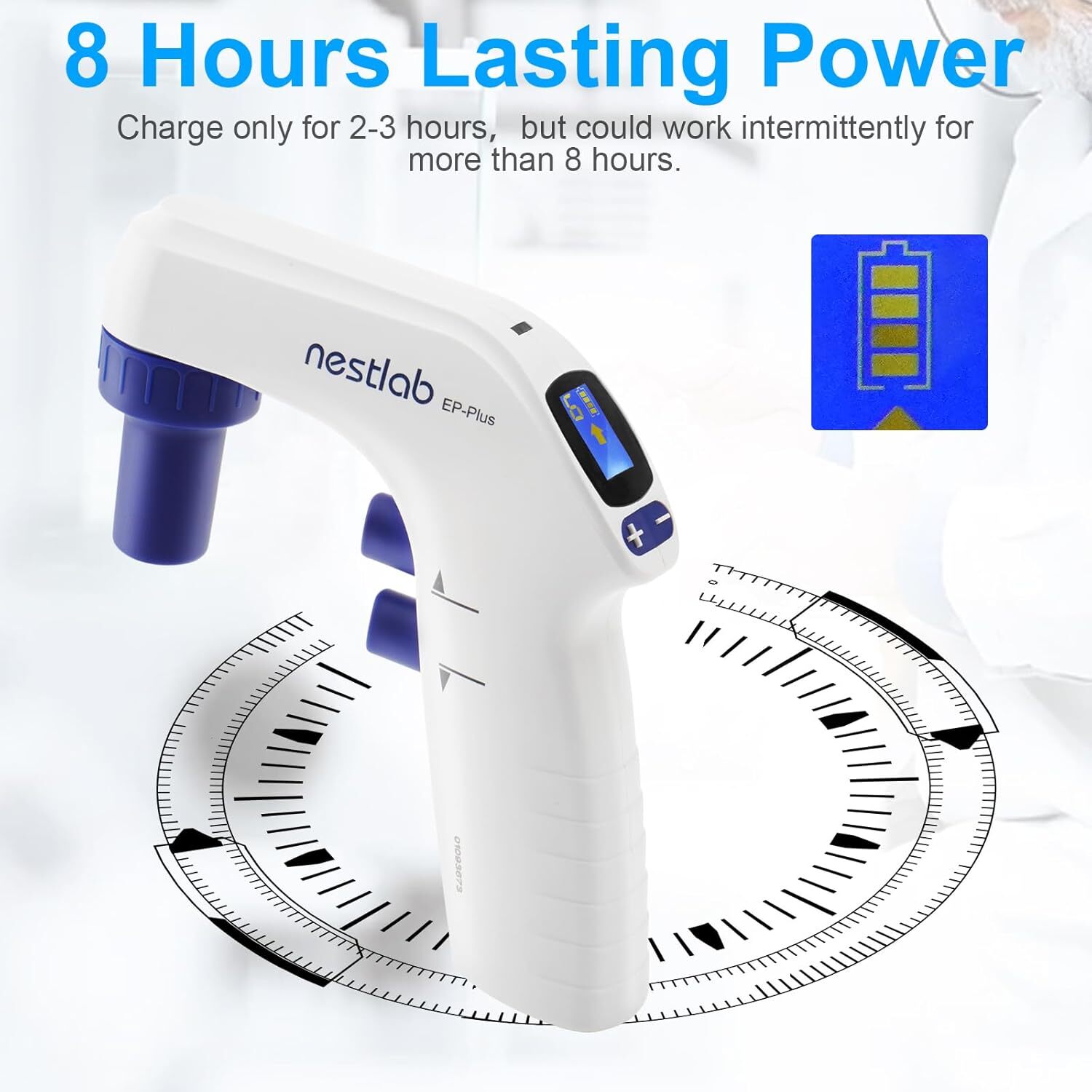 Lab Electric Pipette Controller 0.1-100ml Digital LCD Adjustable Pump 100‑240V