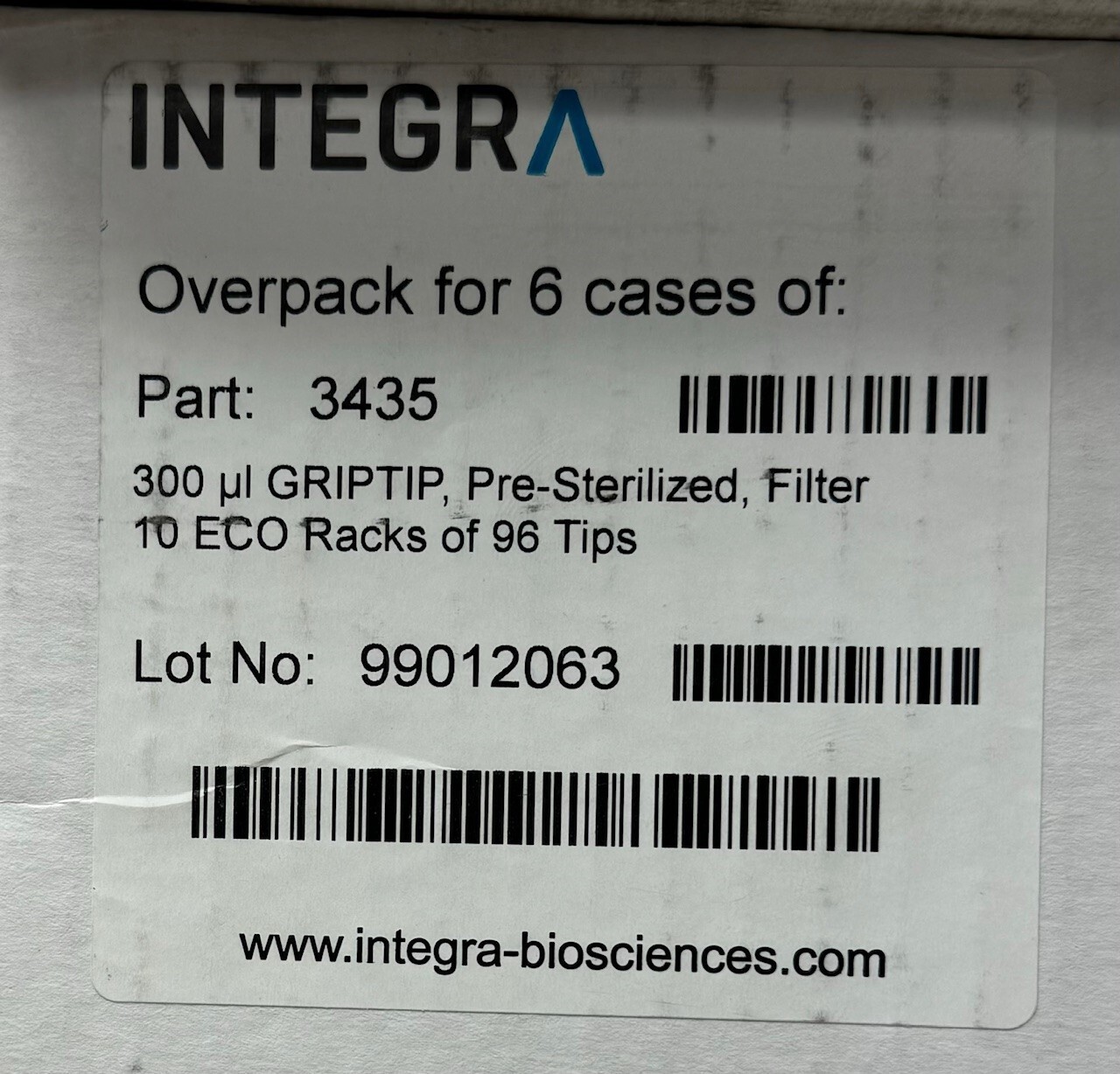 Integra Pipette Tips 300 uL GRIPTIP Sterile, Filter – 60 ECO Racks = 5,760 Tips