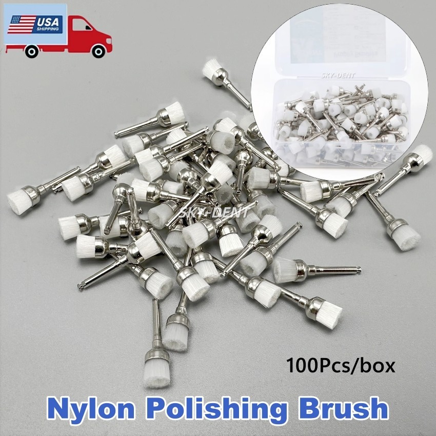 Dental Nylon Polishing Prophy Brush Bowl Flat Shape Latch Type Polish Brushes