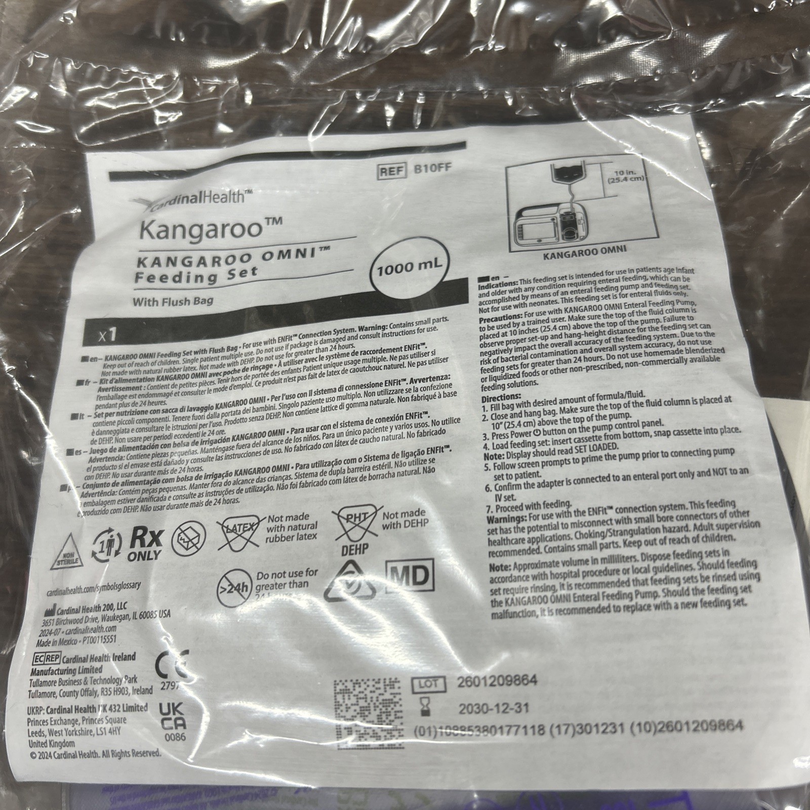 Lot of 35 Kangaroo OMNI Feeding Set Flush Bag 1000mL Bag Set OMNI Pump B10FF