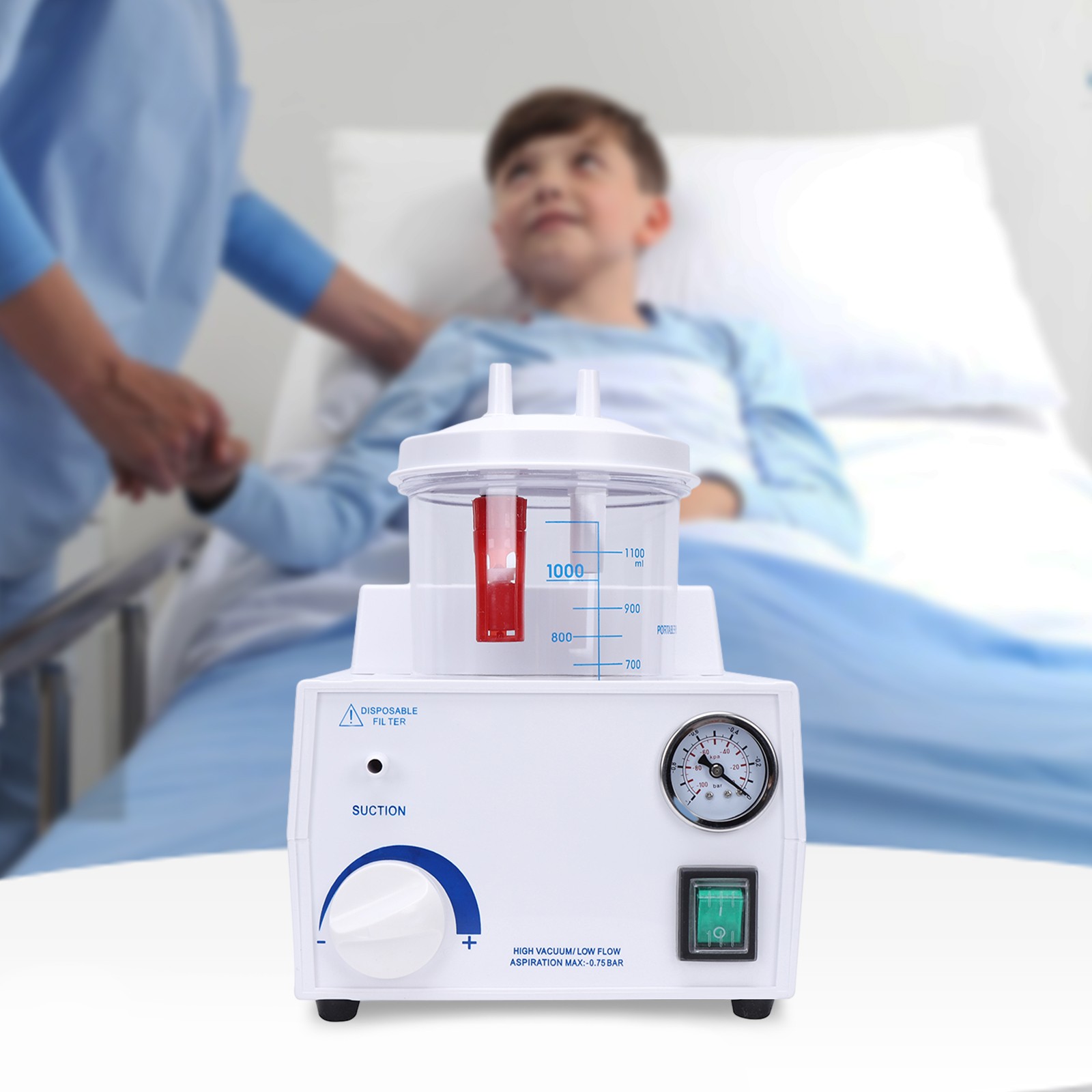 Sputum Mucus Aspirator Machine Portable Phlegm Suction Unit Medical Vacuum Pump