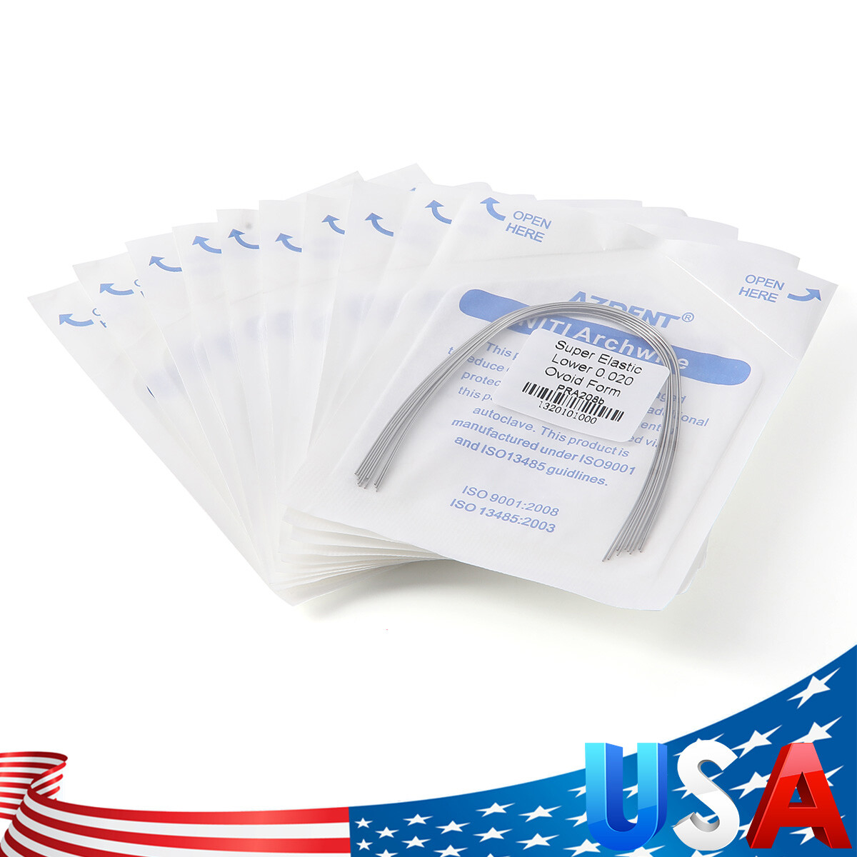10pcs AZDENT Dental Ortho Super Elastic Niti Arch Wires Round Ovoid Form Wire