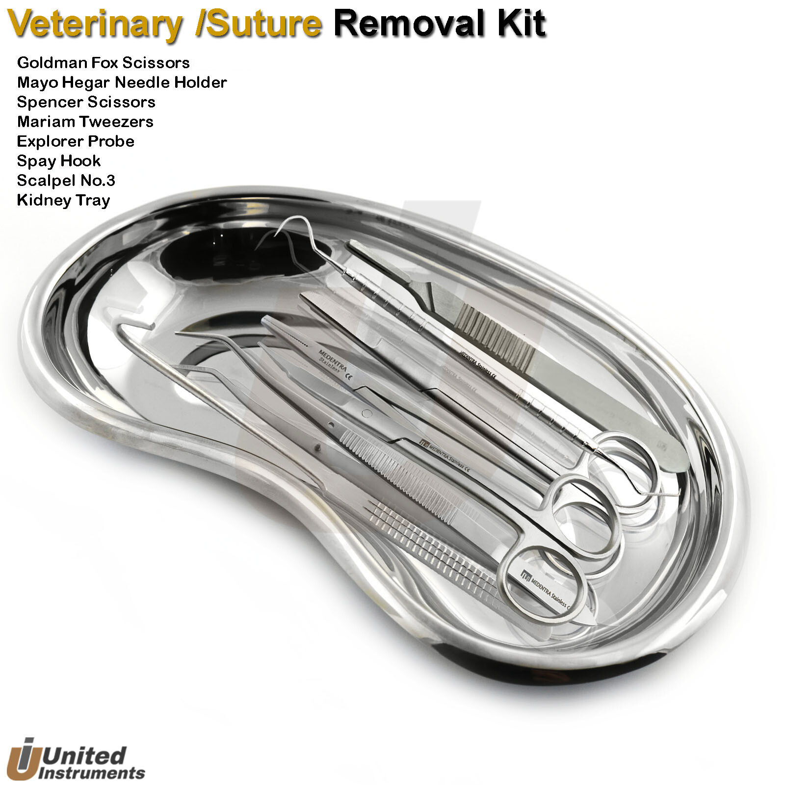 Veterinary Suture Removal Special Tray Kit Stitch Scissors Dressing Forceps Set