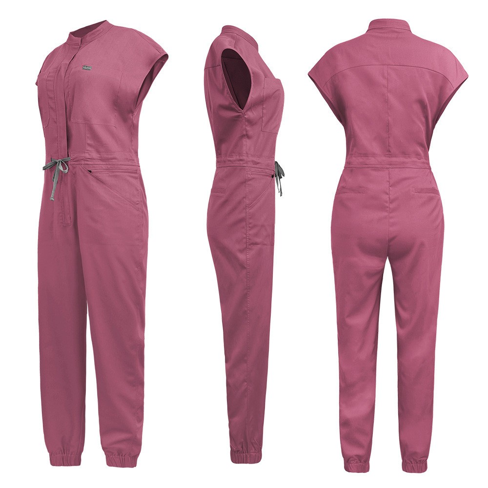 Women’s Anti-wrinkle Short Sleeve Jumpsuit Medical Nursing Uniform Scrub Sets