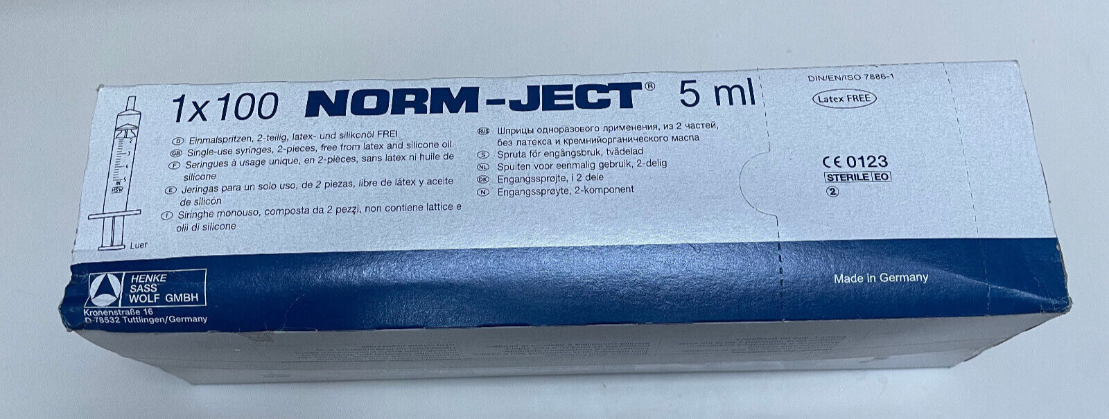 SYRINGE NO NEEDLE – Norm-Ject 4050-X00V0 Luer Lock Sterile Latex-free 5mL 100/PK