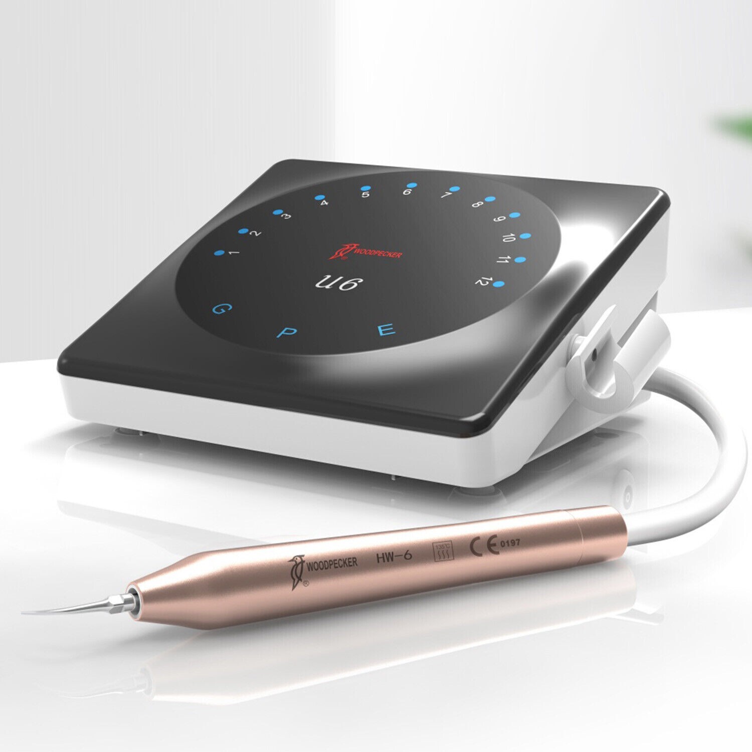 Original Woodpecker Dental U6 Ultrasonic Piezo Scaler HW-6 Handpiece 7 Tips