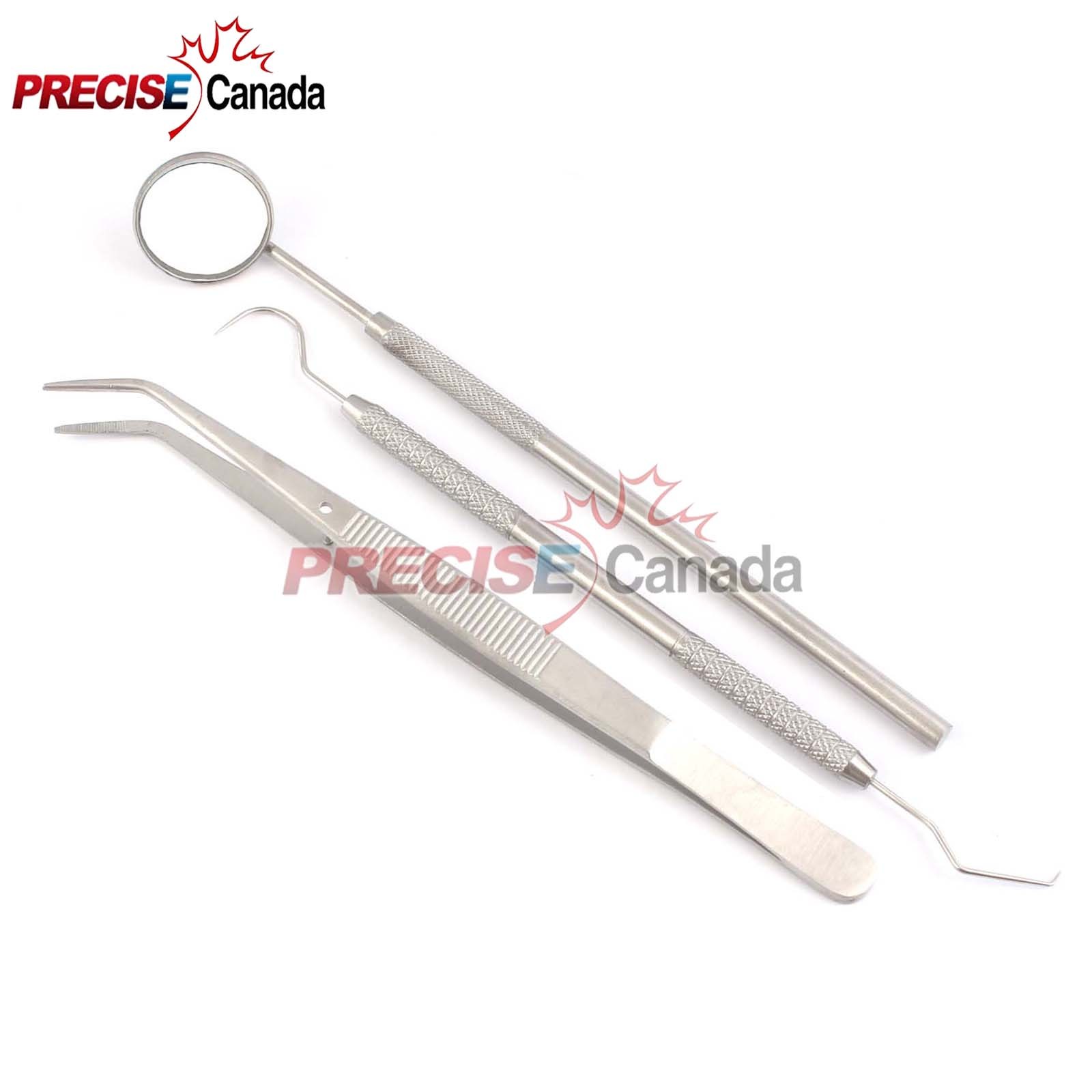 PRECISE CANADA Basic Dental Set Mirror Explorer College Plier Stainless PR-149