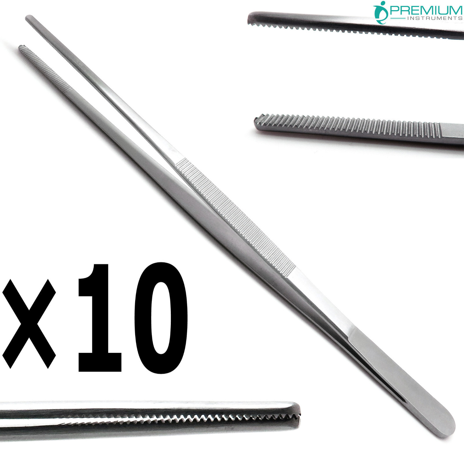 10× Dressing Tweezer 10″ Tissue Thumb Forcep 3.3cm Serrated Tip Surgical Tools