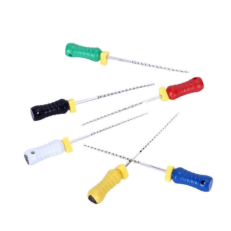 6Pcs Dental Stainless Steel Endodontic Root Canal H/K/R File 21/25/31mm Hand Use