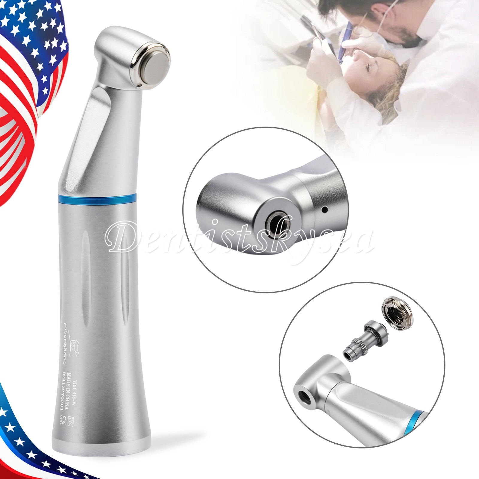 Dental Slow Low Speed Contra Angle Handpiece Inner Spray Push Button