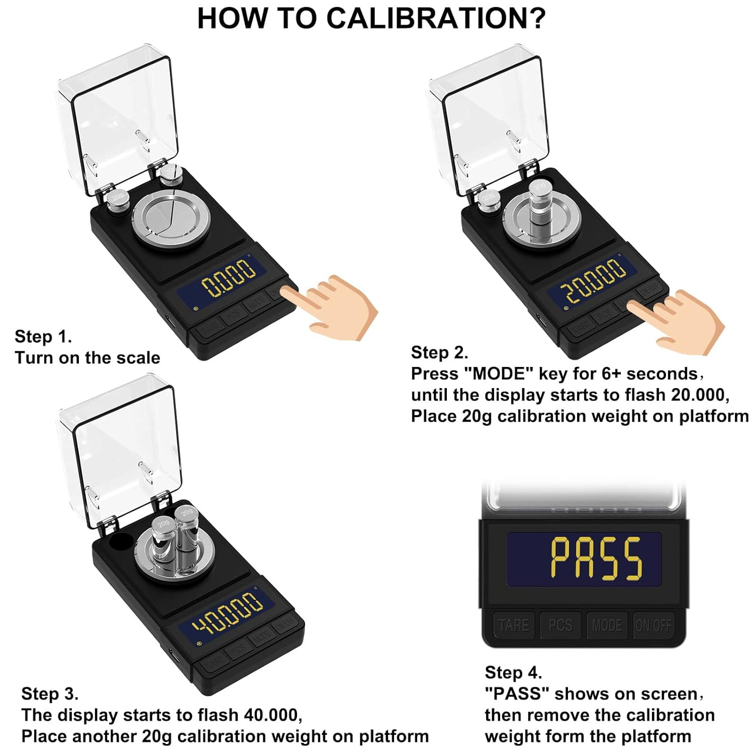 Digital Milligram Scale 50G/0.001G, Compact Mg Scale with 20G Calibration