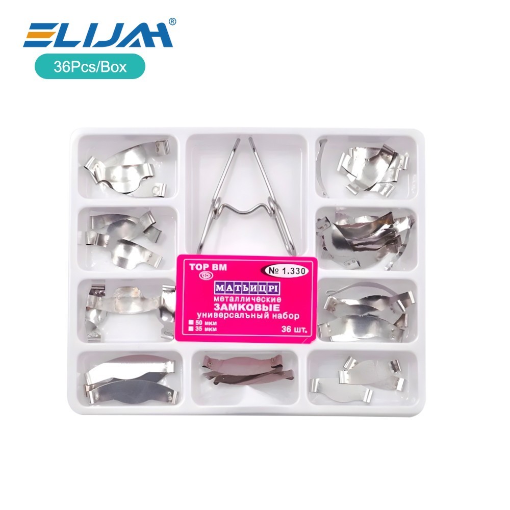 36Pcs Dental Sectional Contoured Metal Matrices Refill Matrix Band Kits No.1.330