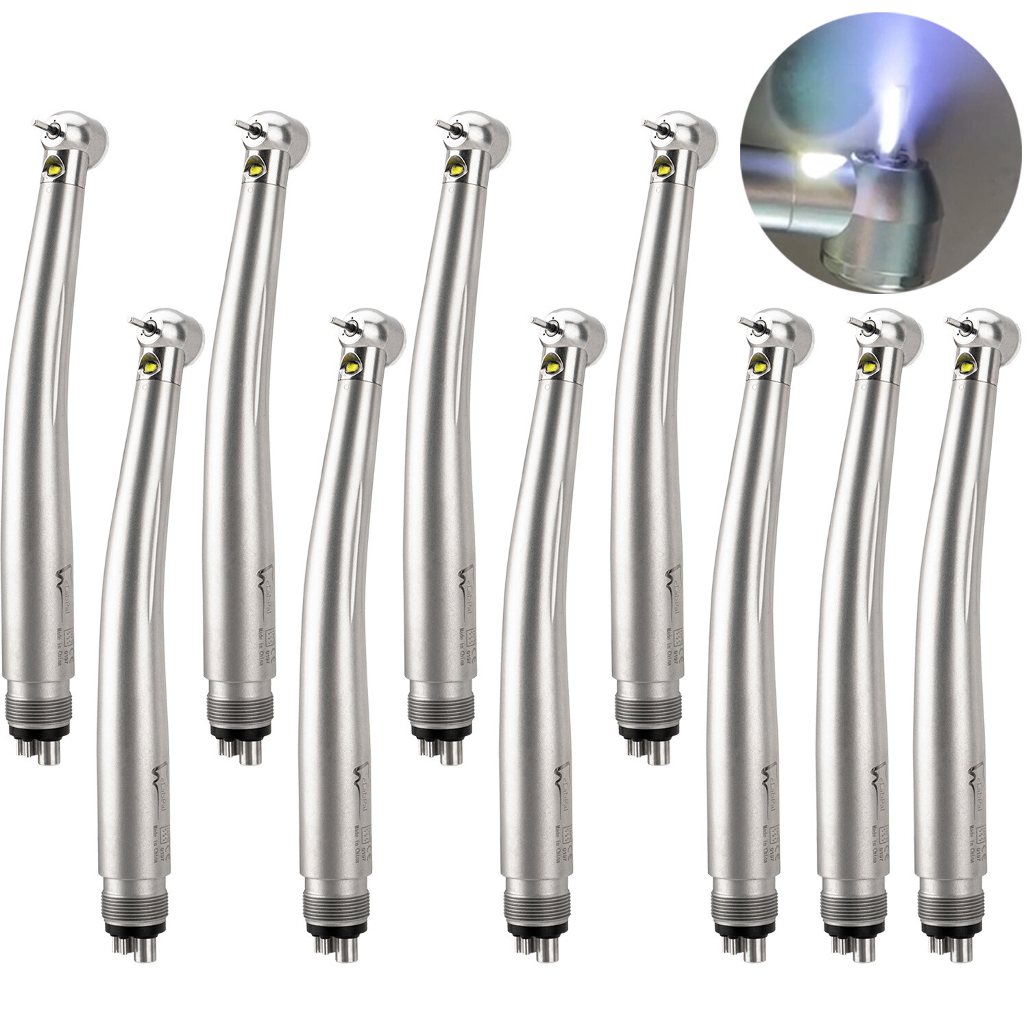 10Pcs eLabPal Dental (LED E-generator) High Speed Handpiece 4 Hole for NSK Style