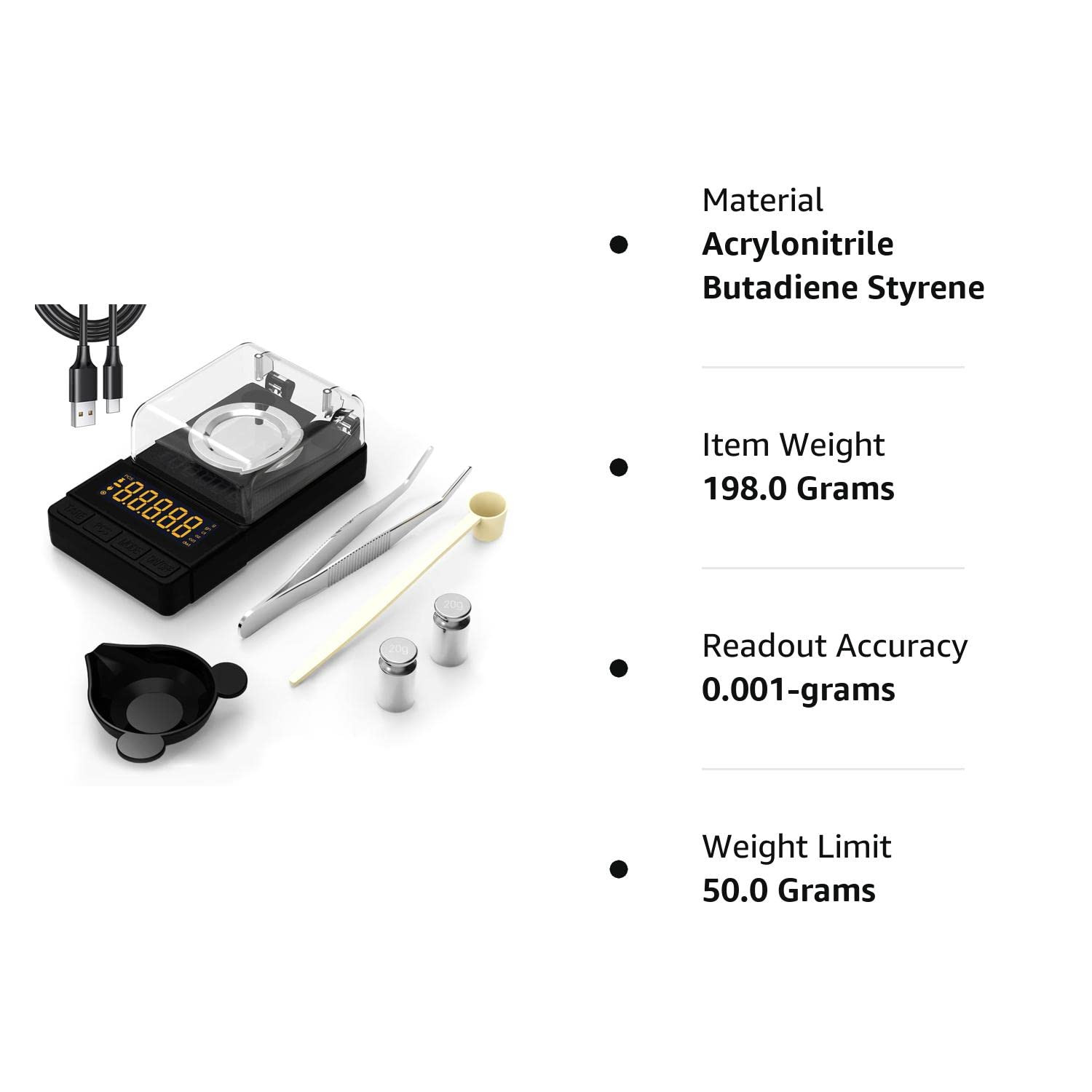 Digital Milligram Scale 50G/0.001G, Compact Mg Scale with 20G Calibration