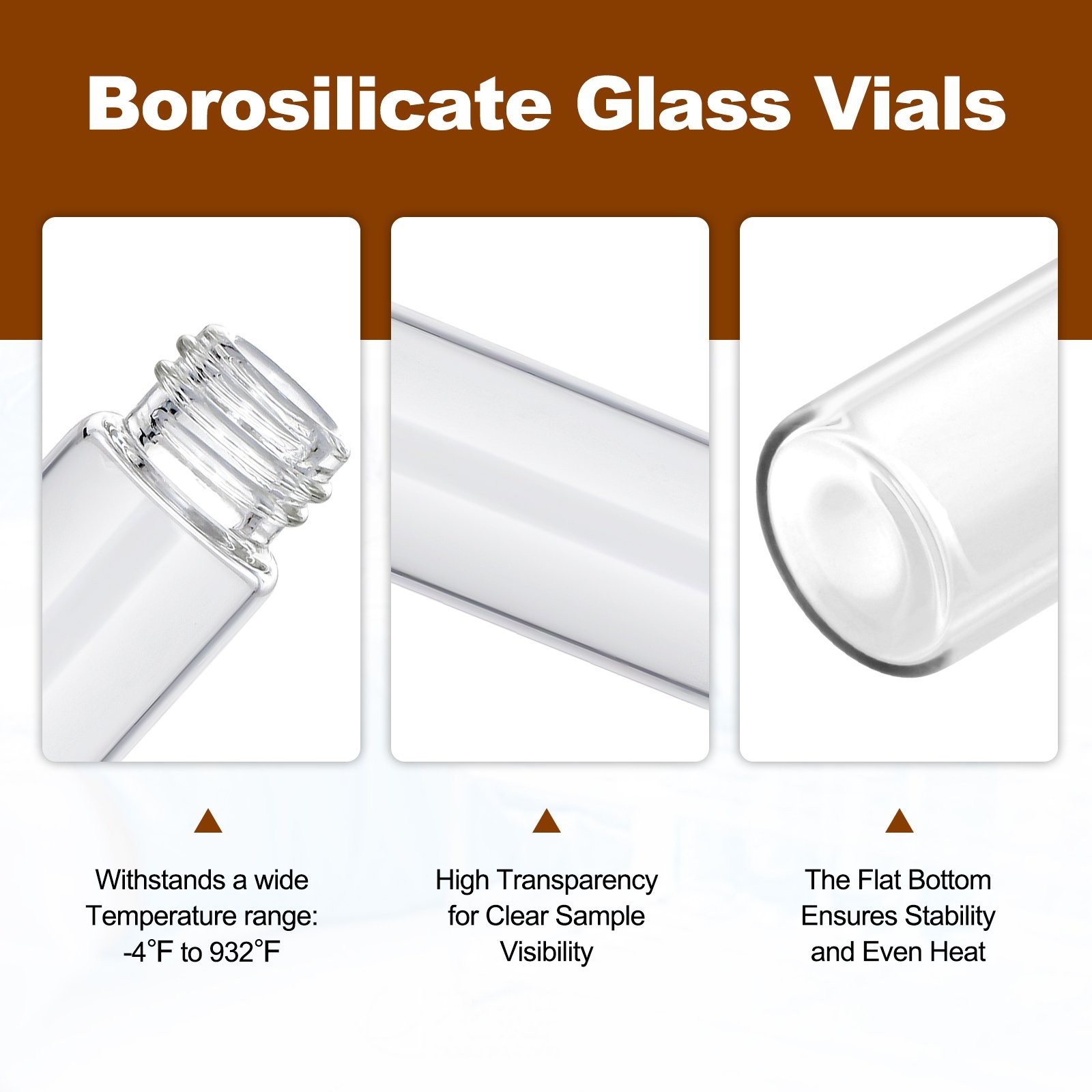 100pcs 10ml Clear Glass Vials, Sample Vials with Screw Caps Small Liquid Bottles