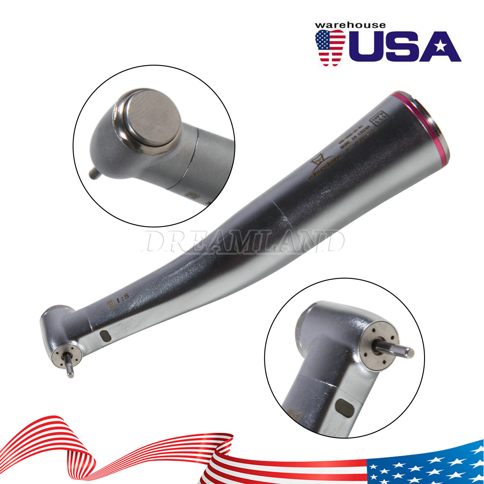 Dental 1:5 Increasing Handpiece Contra Angle LED For KAVO NSK Electric Motor USA