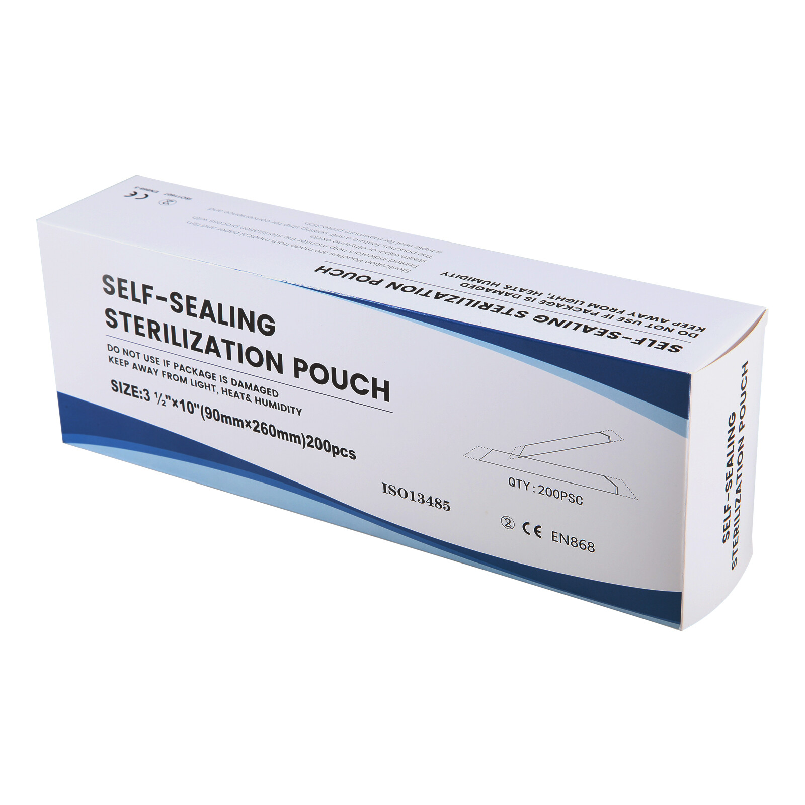 1000 Self-Sealing Sterilization Pouch, 3.5″ x 10″, Paper/Blue Film (5 Boxes)