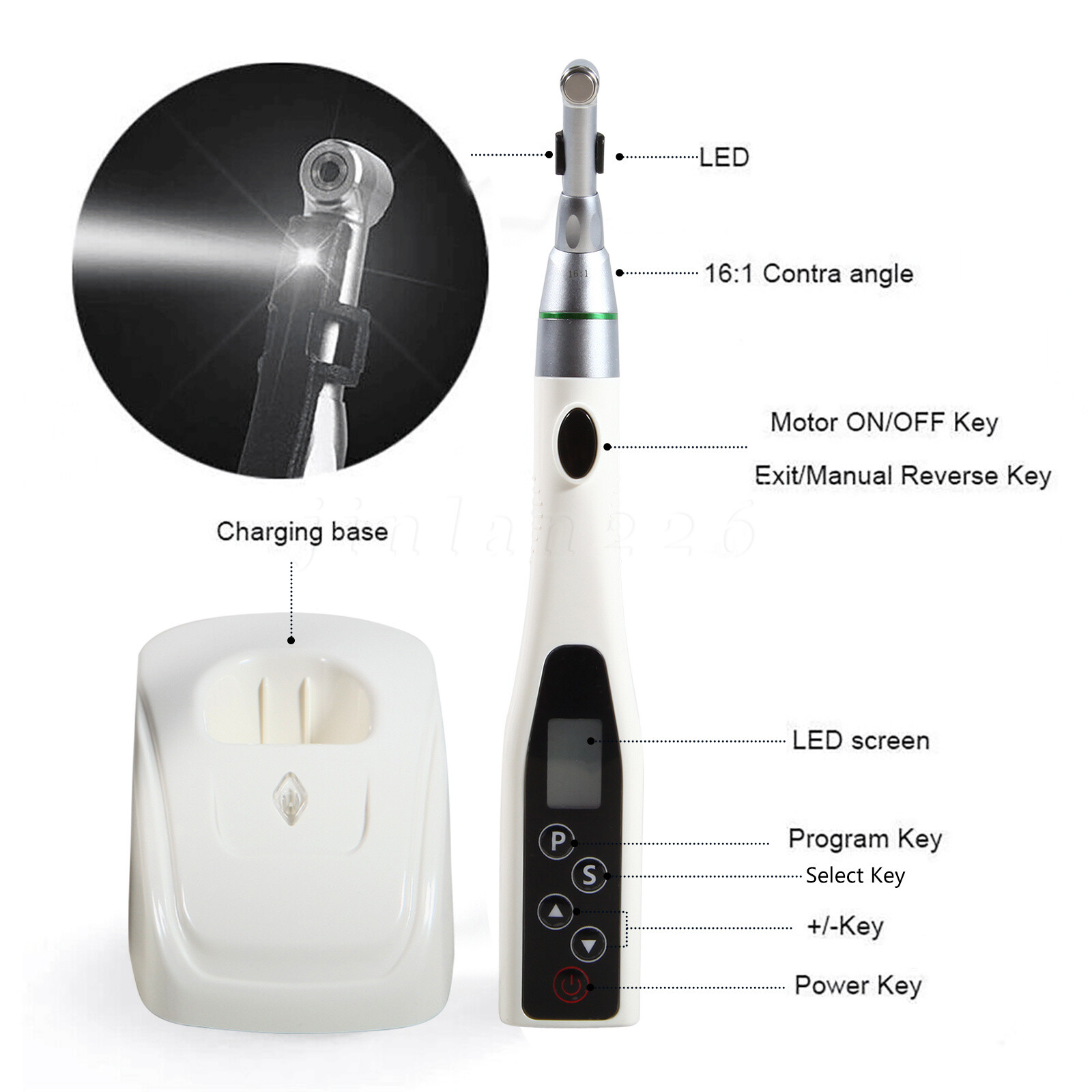 US Reciprocating LED Dental Endo Motor 16:1 Root Canal Micromotor Cordless OR