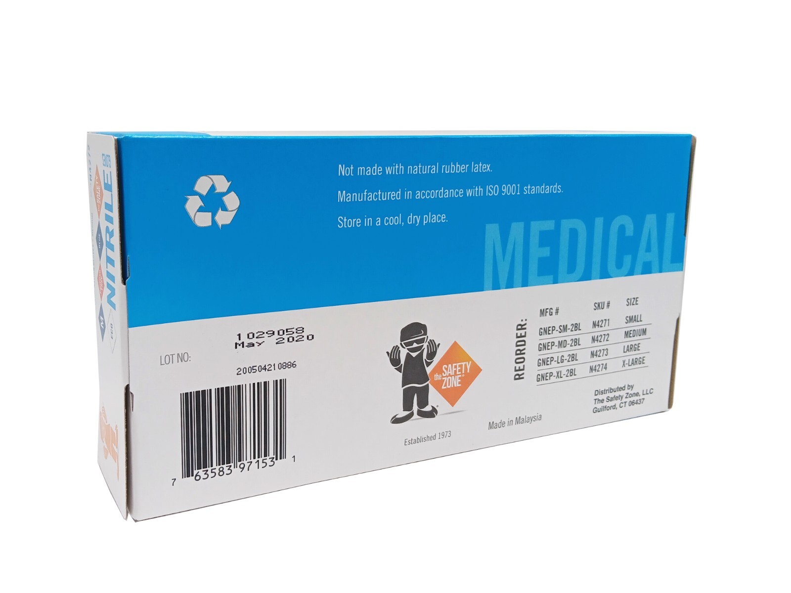 The Safety Zone Medical Grade Single Use Powder Free Nitrile Exam Gloves 2000/cs