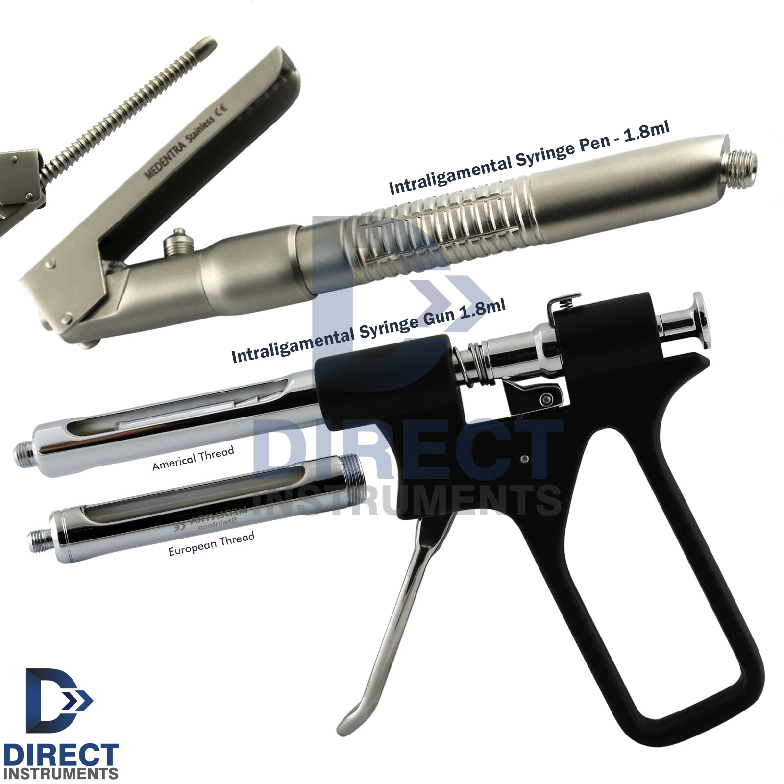 2Pcs Set Dental Anesthetic Syringes Intraligamental Gun & Pen Style 1.8ml