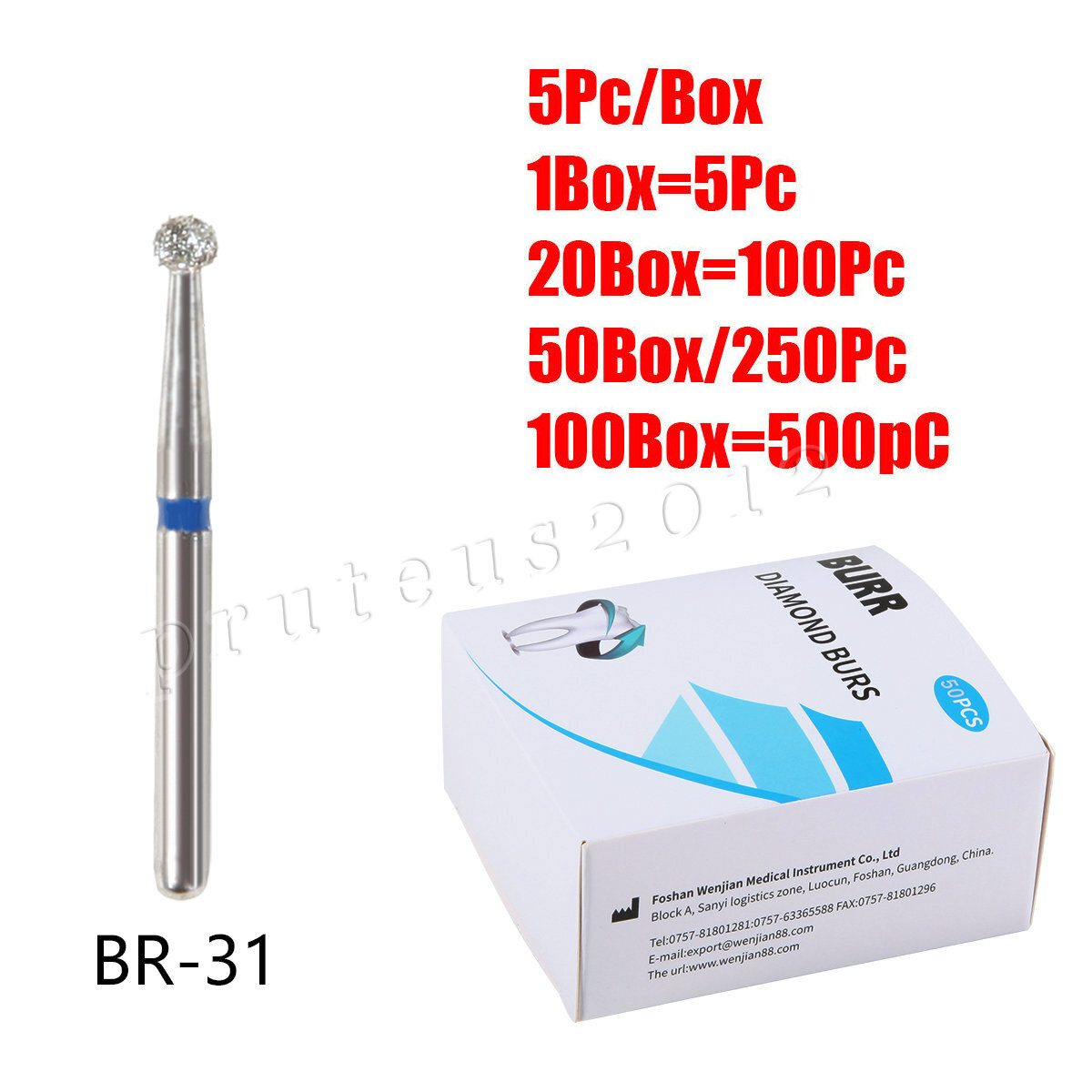 Dental Diamond Burs F High Speed Handpiece Friction Grip 5Pc/Box