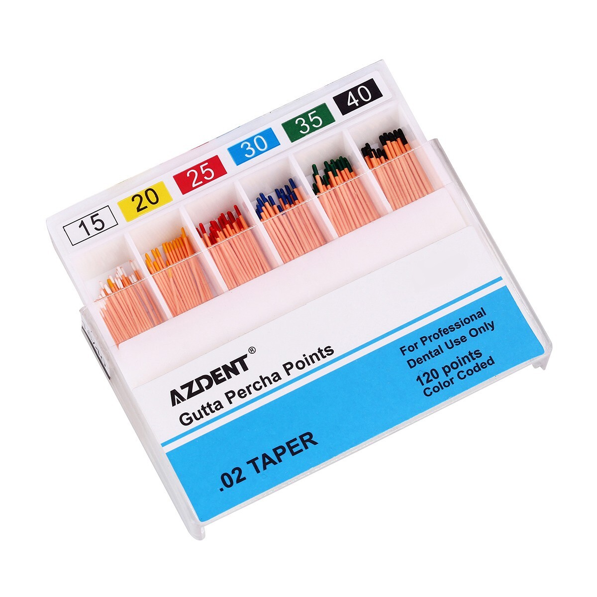 5X Puntas de gutapercha para endodoncia dental, obturación 15-40# conicidad 0.02