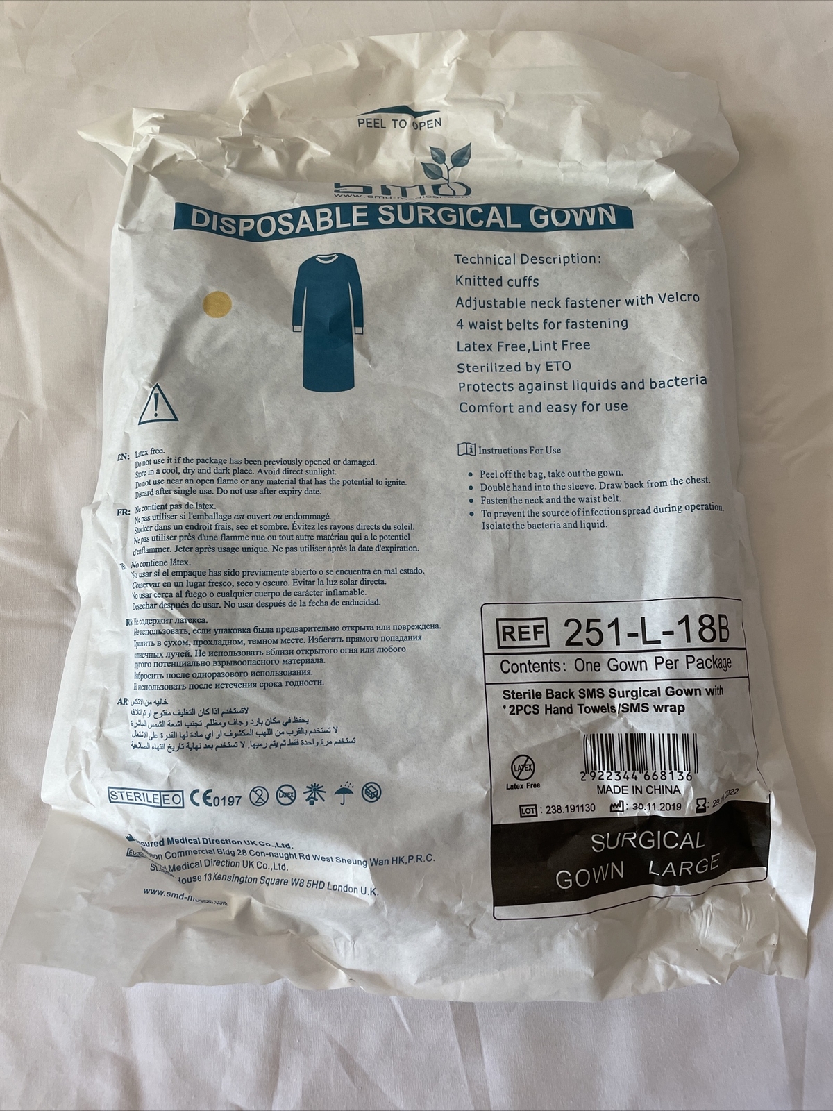 50 Blue Disposable Medical Isolation Gowns w/ Knitt Cuffs, Lab Dentists Hospital