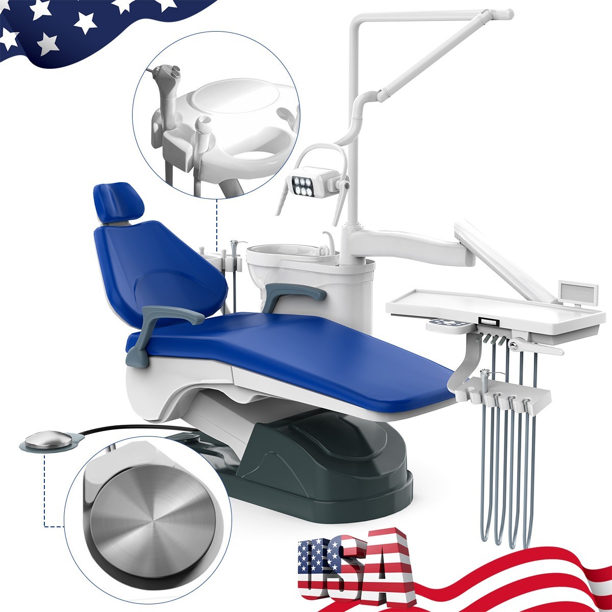 Dental Unit Chair Computer Control DC Motor PU Hard Leather +Doctor Stool TJ2688