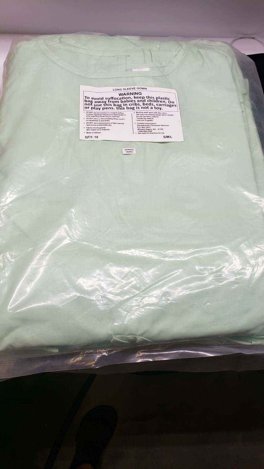 10ct Long Sleeve Gown Green ONE SIZE